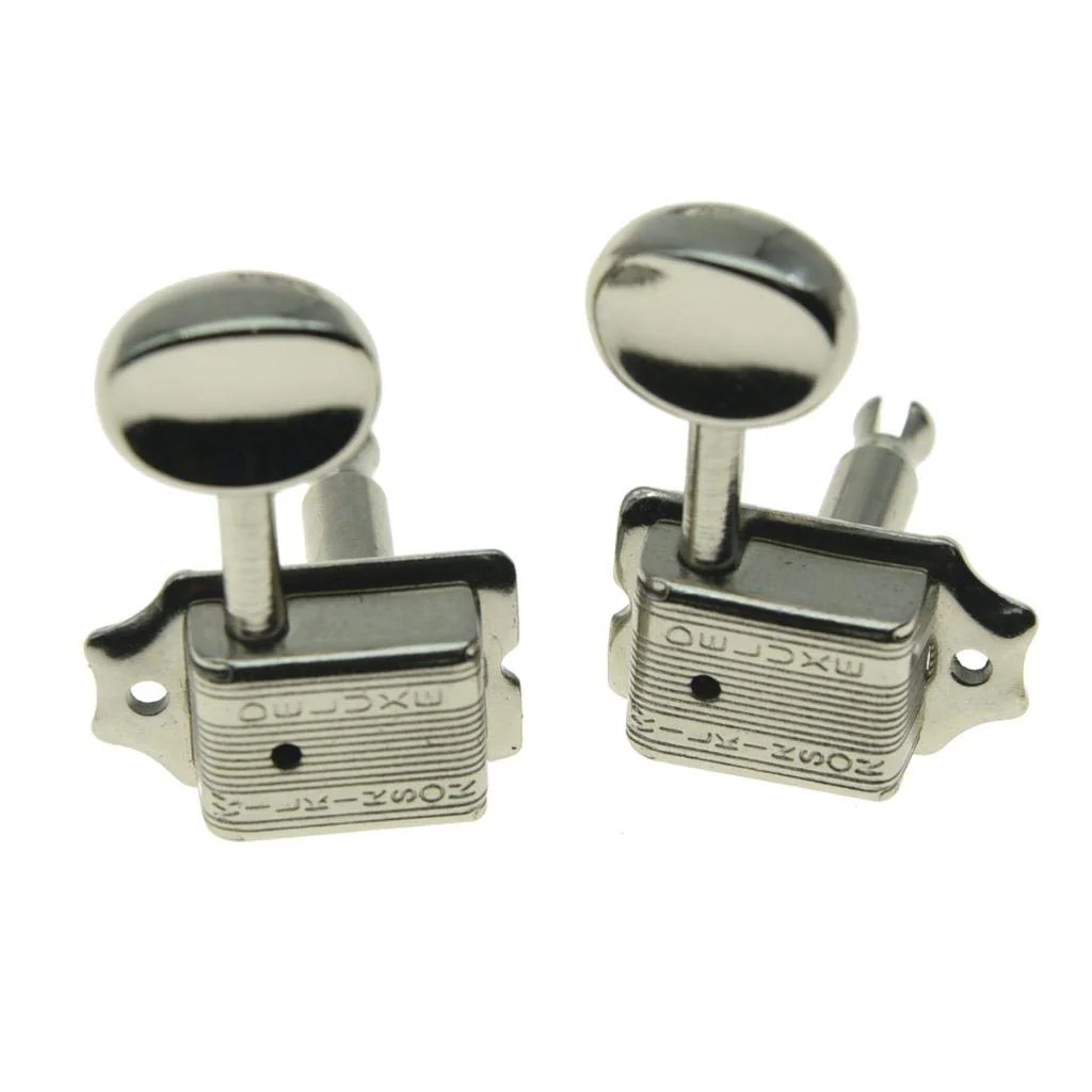 Wilkinson Deluxe 6 Inline Vintage Guitar Tuners with Split Post Guitar Tuning Keys Peg Machine Heads for Strat/Tele Guitars Nickel - Image 4