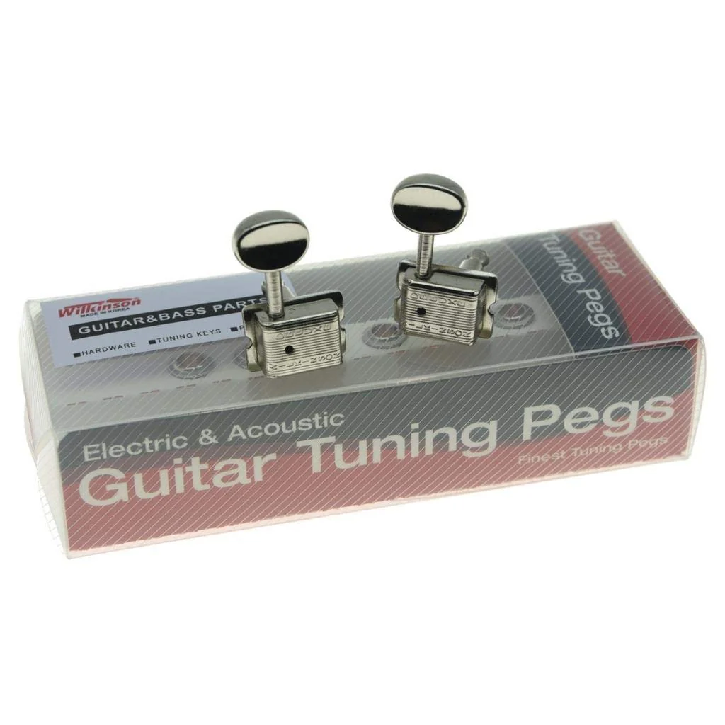 Wilkinson Deluxe 6 Inline Vintage Guitar Tuners with Split Post Guitar Tuning Keys Peg Machine Heads for Strat/Tele Guitars Nickel - Image 6