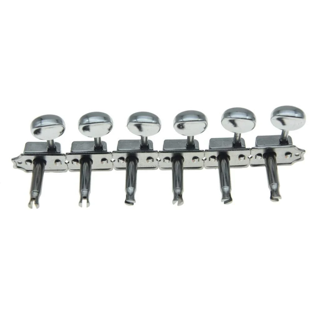 Wilkinson Deluxe 6 Inline Vintage Guitar Tuners with Split Shaft Guitar Tuning Pegs Machine Heads for Strat Tele Guitars Chrome with Ivory Buttons - Image 3
