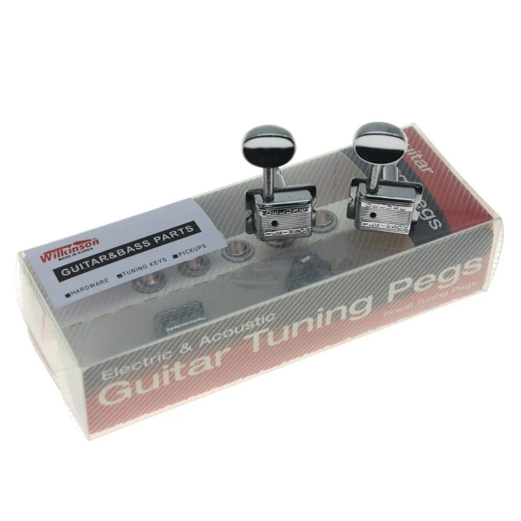 Wilkinson Deluxe 6 Inline Vintage Guitar Tuners with Split Shaft Guitar Tuning Pegs Machine Heads for Strat Tele Guitars Chrome with Ivory Buttons - Image 6