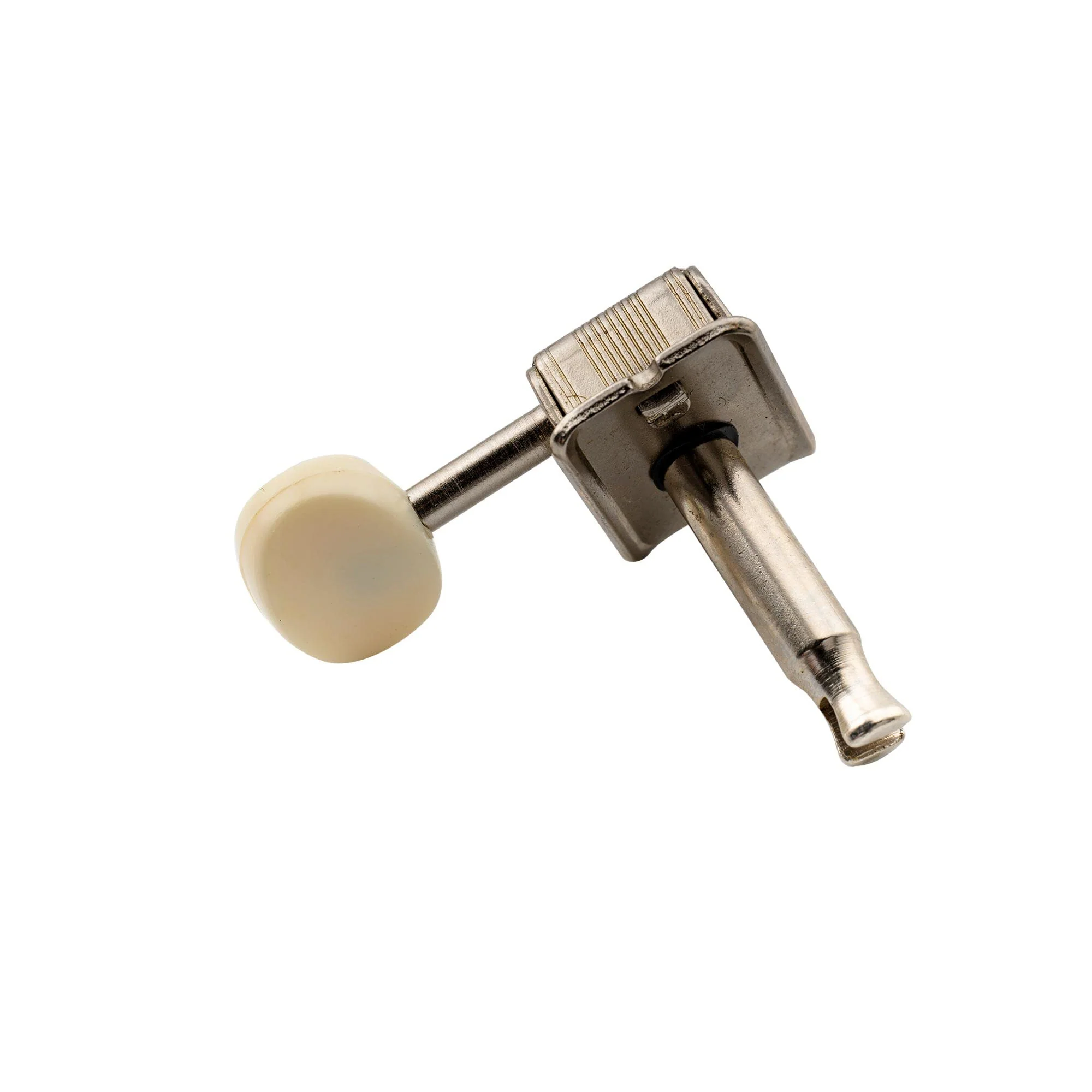 Wilkinson Deluxe WJ55 Vintage 6 Inline Guitar Tuners Split Post Machine Heads Tuning Pegs Keys for Classic Vibe Fender Strat/Tele Style Electric Guitar, Nickel with Off White Button - Image 6