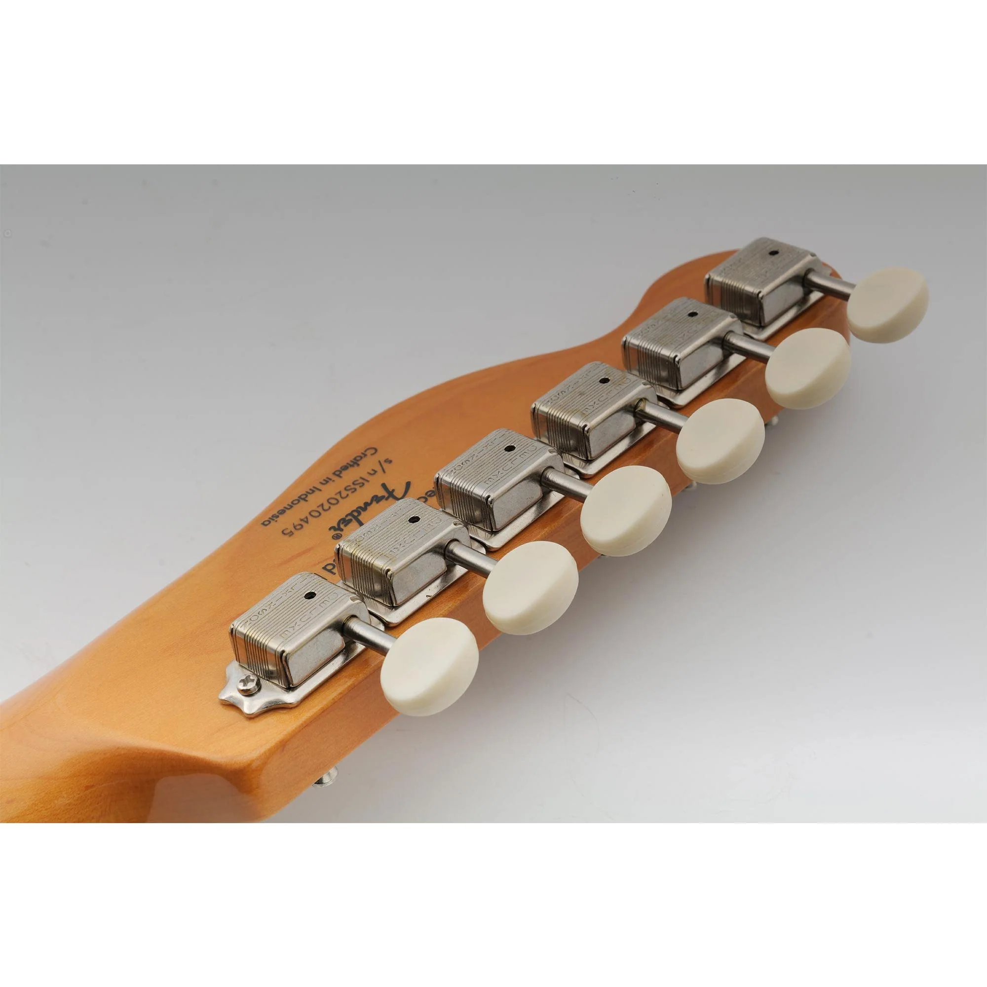 Wilkinson Deluxe WJ55 Vintage 6 Inline Guitar Tuners Split Post Machine Heads Tuning Pegs Keys for Classic Vibe Fender Strat/Tele Style Electric Guitar, Nickel with Off White Button - Image 7