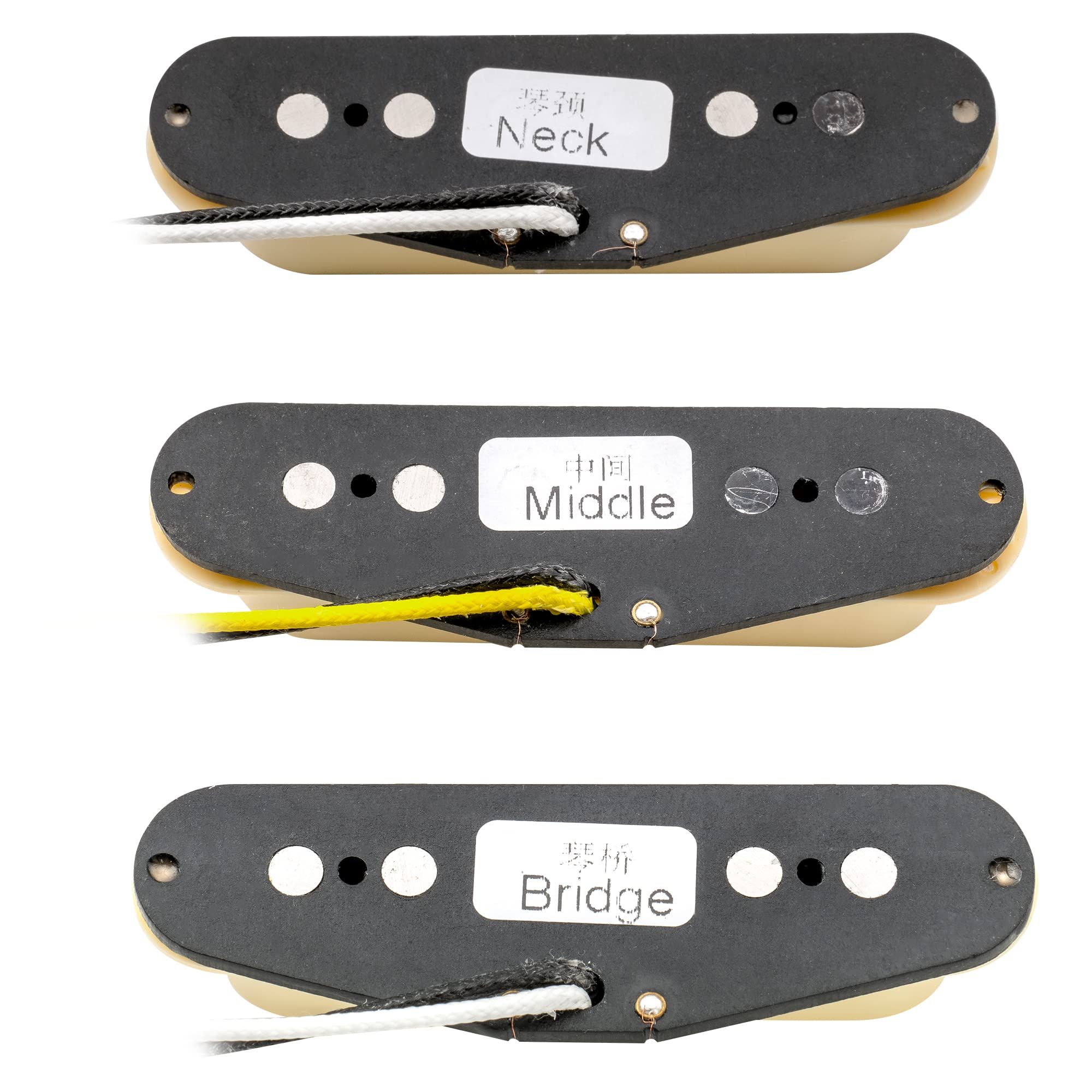 Wilkinson M Series High Output Alnico 5 Strat Single Coil Pickups Set for Stratocaster Electric Guitar, Cream - Image 4