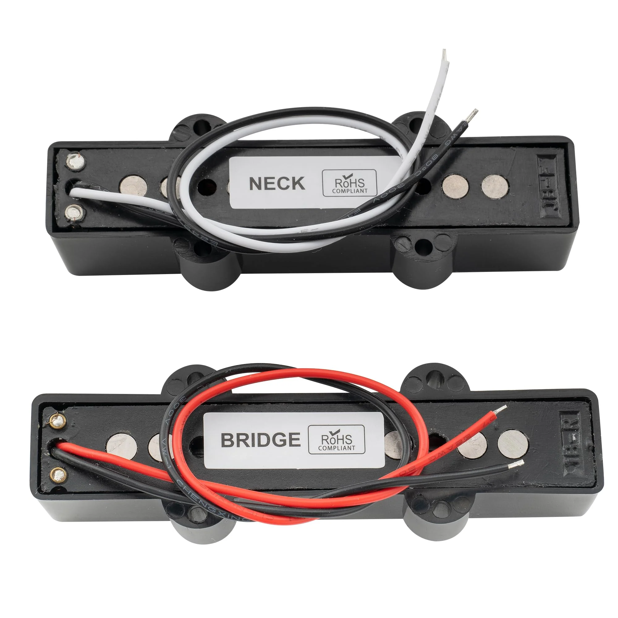 Wilkinson M-series WOJB Variable Gauss Alnico 5 Jazz Bass Neck and Bridge Pickups Set Vintage Tone for 4-string JB Style Electric Bass, Black - Image 4