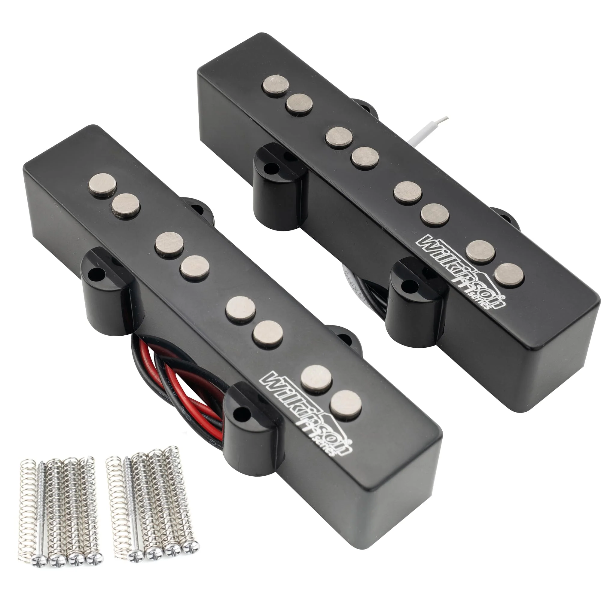 Wilkinson M-series WOJB Variable Gauss Alnico 5 Jazz Bass Neck and Bridge Pickups Set Vintage Tone for 4-string JB Style Electric Bass, Black - Image 6