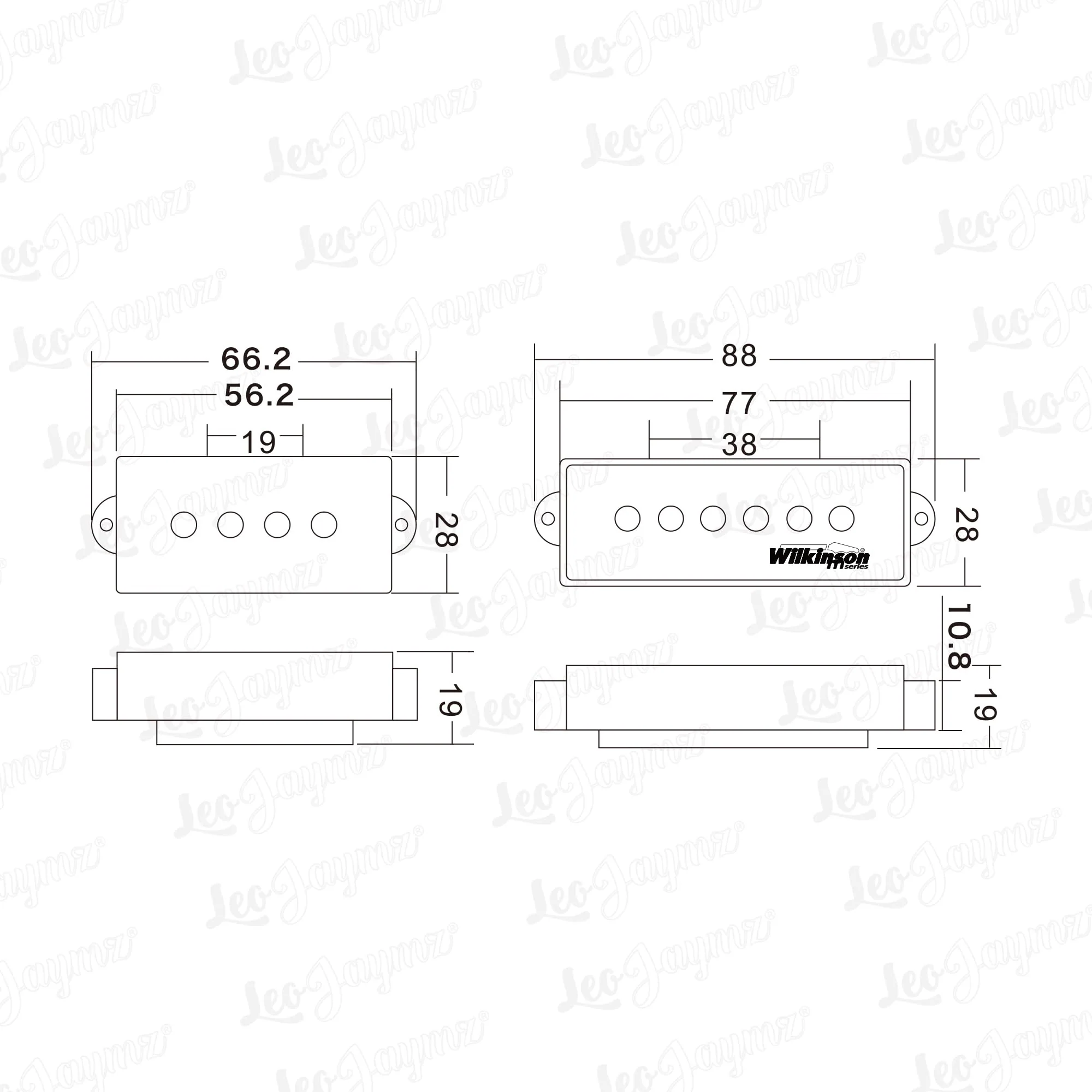 Wilkinson M Series WOPB5 Variable Gauss Ceramic Bass Pickups Humbucker Pickups Set for PB Style 5 strings Electric Bass Guitar, Black (WOPB5) WOPB5 Black - Image 2
