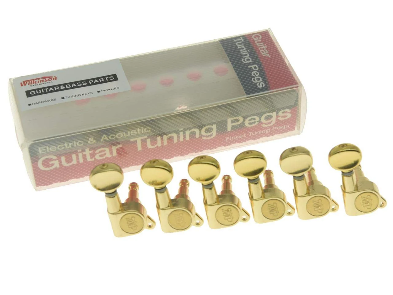 Wilkinson Mini Oval Button 6 Inline Gold E-Z-LOK Post Guitar Tuners EZ Post Guitar Tuning Keys Pegs Machine Heads - Image 2