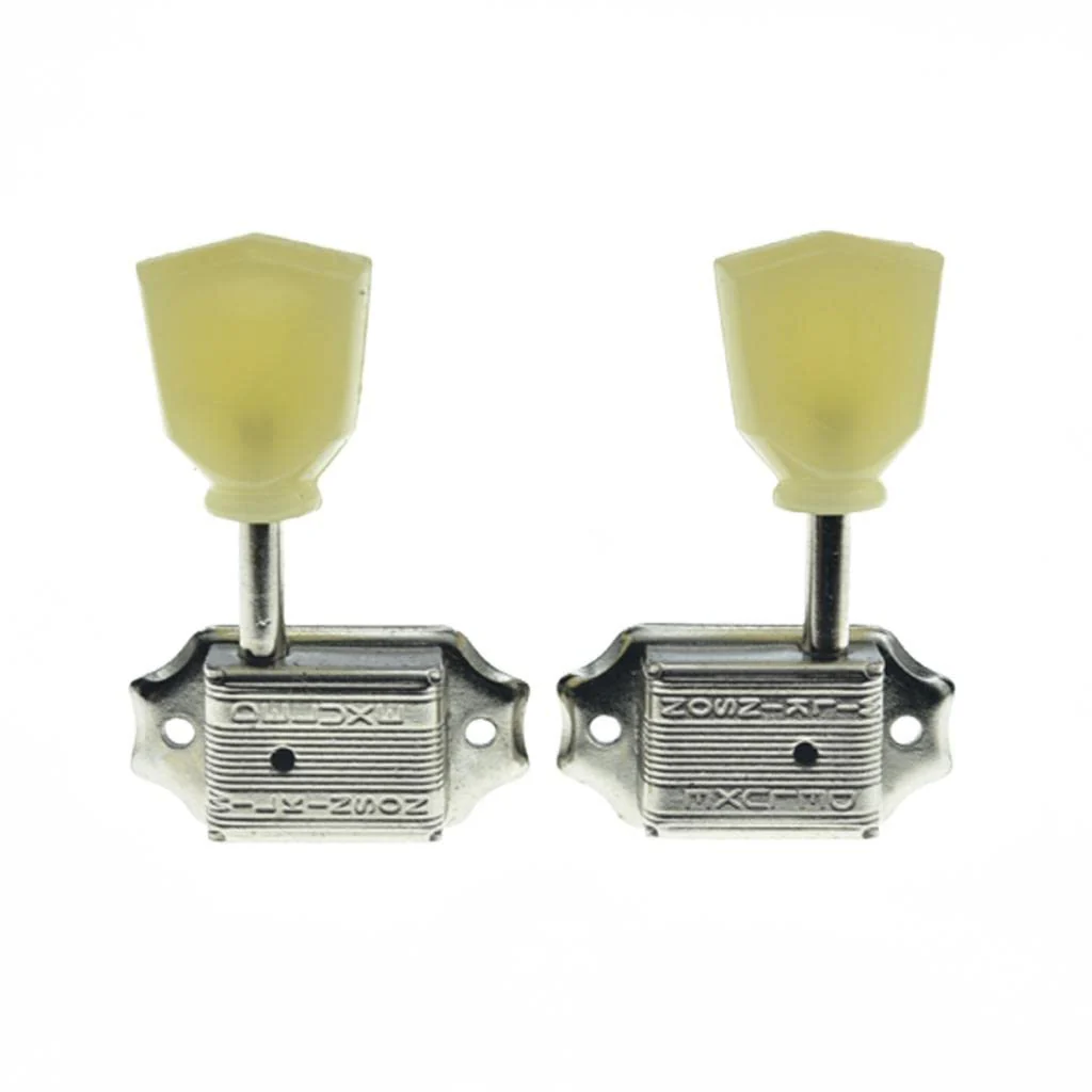 Wilkinson Nickel with Vintage Button 3x3 Deluxe Vintage Tuners Guitar Tuning Keys Machine Heads with Plastic Keystone Buttons for Les Paul/SG/ES, (K1948) - Image 3