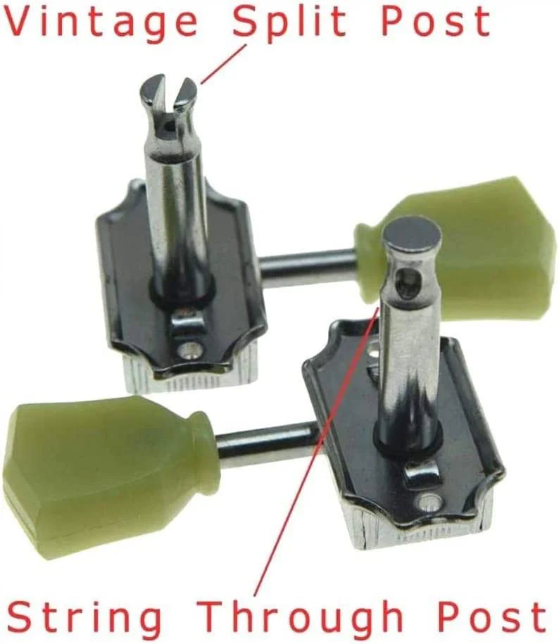Wilkinson Nickel with Vintage Button 3x3 Deluxe Vintage Tuners Guitar Tuning Keys Machine Heads with Plastic Keystone Buttons for Les Paul/SG/ES, (K1948) - Image 6