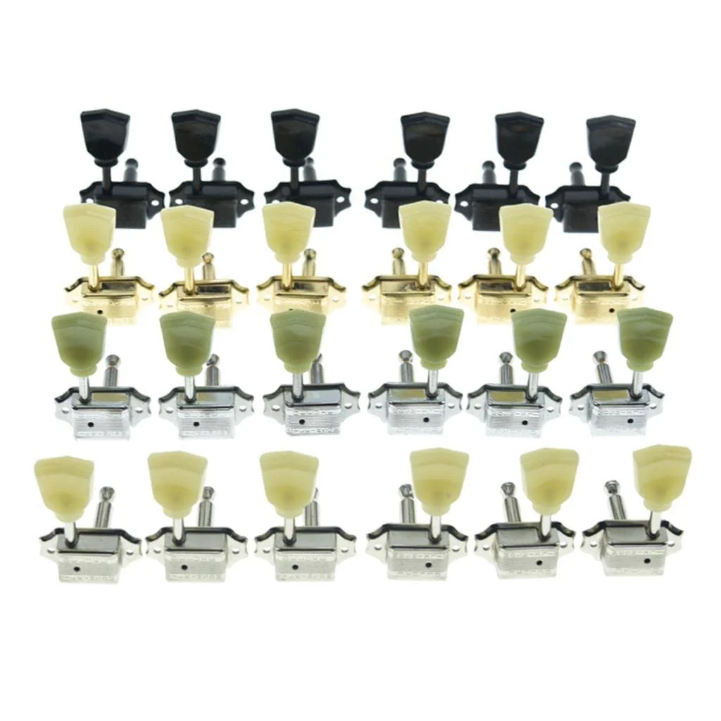 Wilkinson Nickel with Vintage Button 3x3 Deluxe Vintage Tuners Guitar Tuning Keys Machine Heads with Plastic Keystone Buttons for Les Paul/SG/ES, (K1948) - Image 7