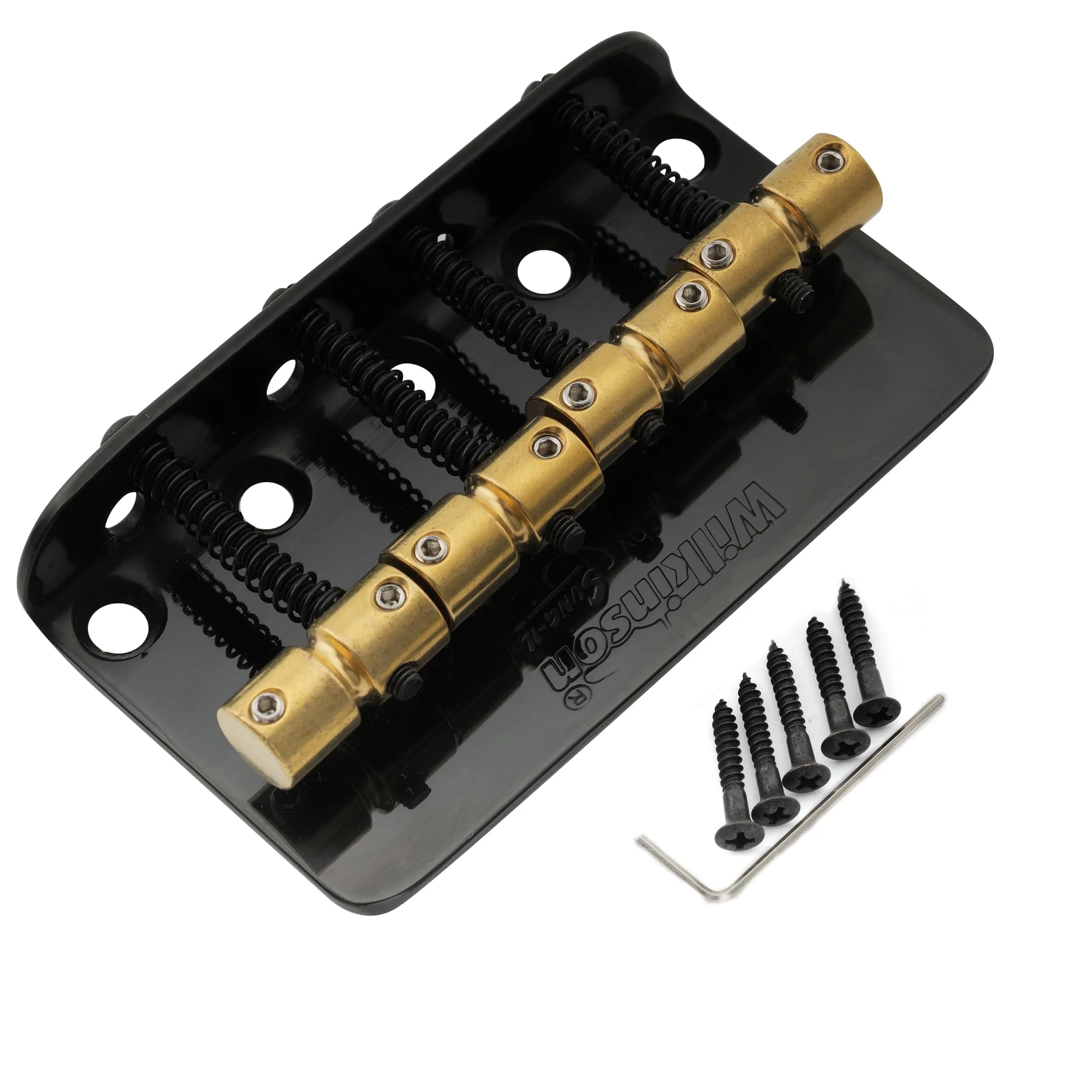 Wilkinson WBBC Vintage 4 String Bass Bridge Brass Saddles for Fender Jazz Precision Bass, Black - Image 4