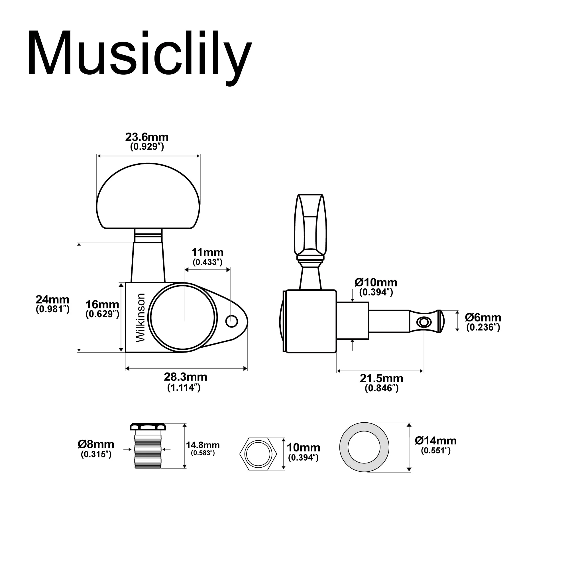 Wilkinson WJ303 3L3R Guitar Tuners Machine Heads 1:19 Ratio Tuning Pegs Keys for Epiphone USA Les Paul SG Electric or Acoustic Guitar, Chrome - Image 2