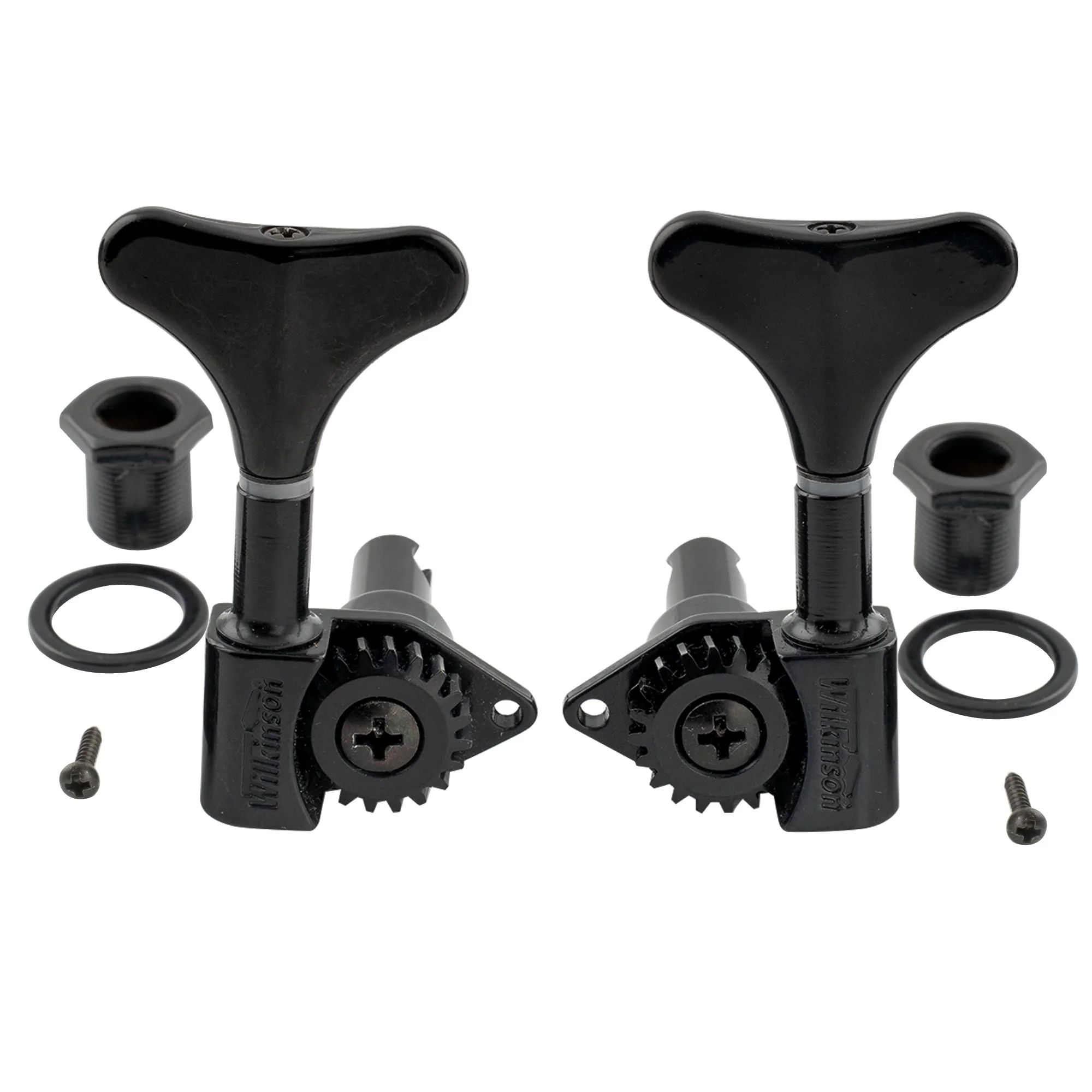 Wilkinson WJB750 2L +2R Bass Machine Heads 1:20 Ratio Open Gear Tuners Tuning Pegs Keys Replacement for Electric Jazz Bass or Precision Bass, Black - Image 4