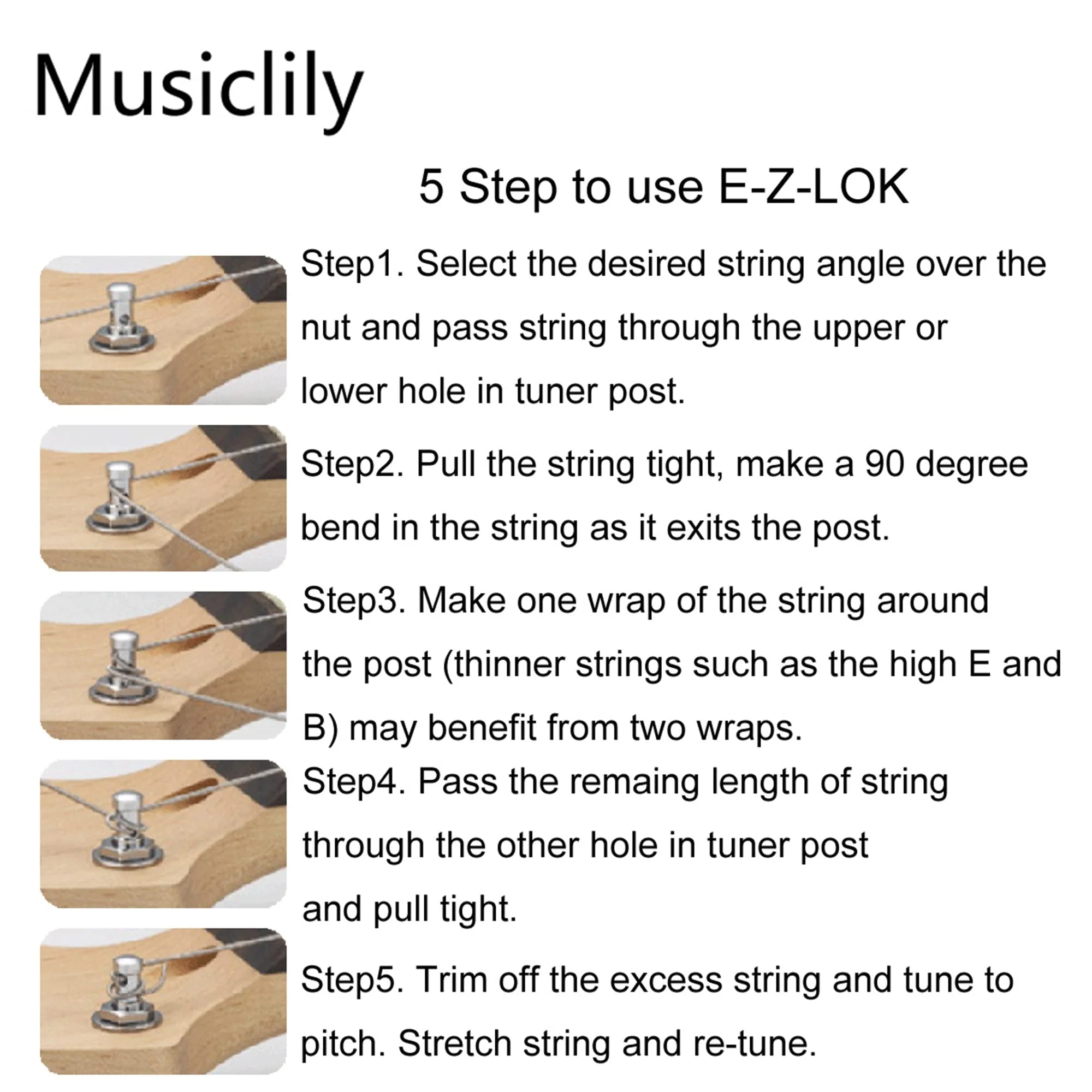 Wilkinson WJN07 Left Handed 6 inline EZ-LOK Guitar Tuners Machine Heads 19:1 Ratio Tuning Pegs Keys for Stratocaster Telecaster Electric Guitar, Black - Image 7