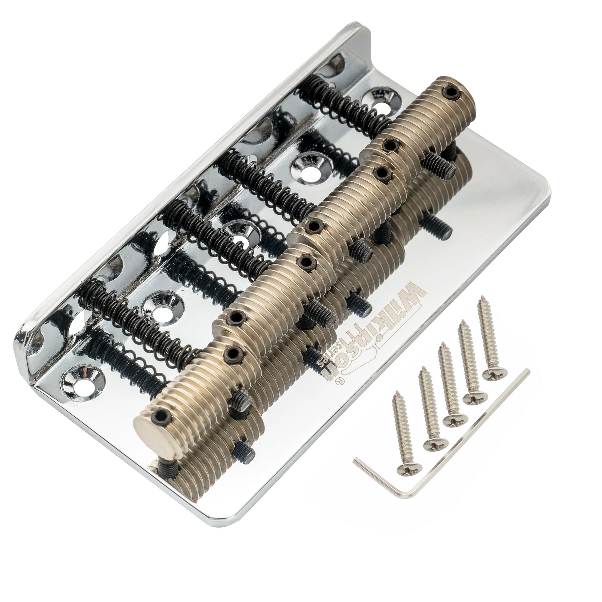 Wilkinson WOB41T 57mm (2-1/4 inch) 4-String Bass Bridge Threaded Saddles for Precision/Jazz Bass, Chrome - Image 4