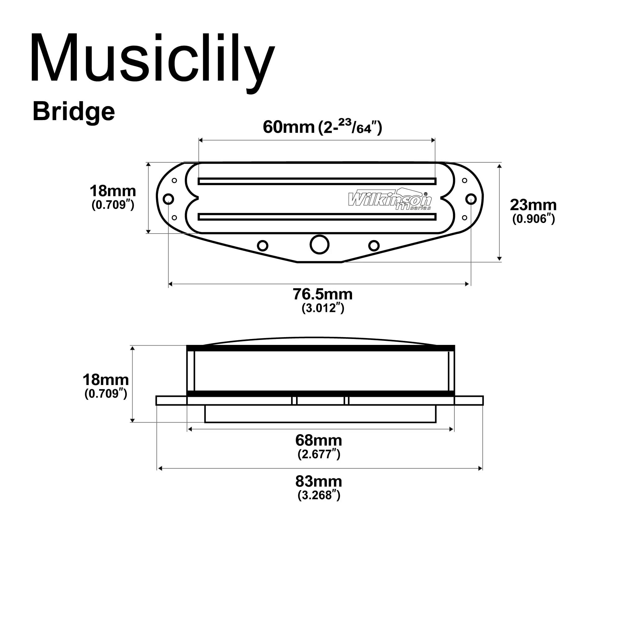 Wilkinson WOTBS Hot Rails Ceramic Single Coil Sized Humbucker Bridge Pickup for Strat Stratocaster Electric Guitar, Black - Image 2