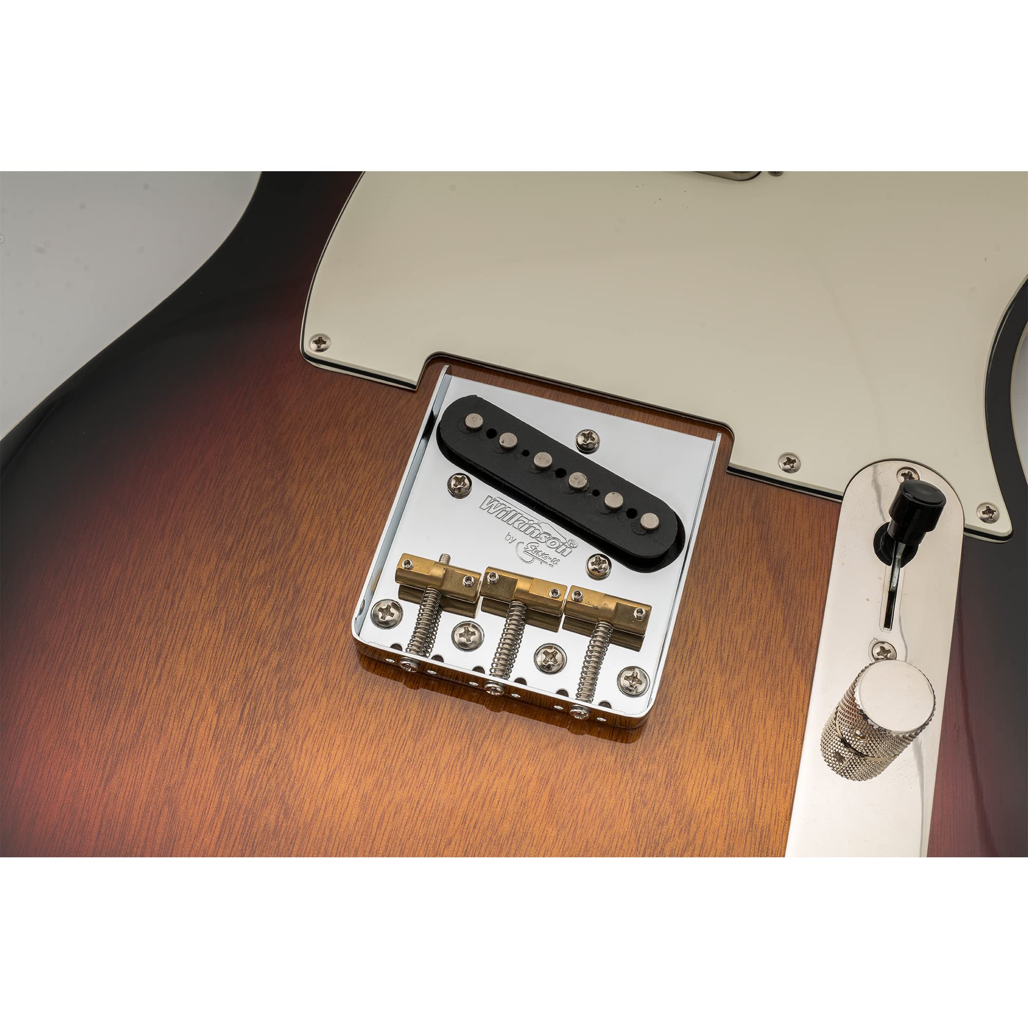 Wilkinson WTB Brass Compensated 3-Saddle Guitar Telecaster Bridge Assembly for Fender Tele Style Electric Guitar Replacement Parts, Chrome - Image 6