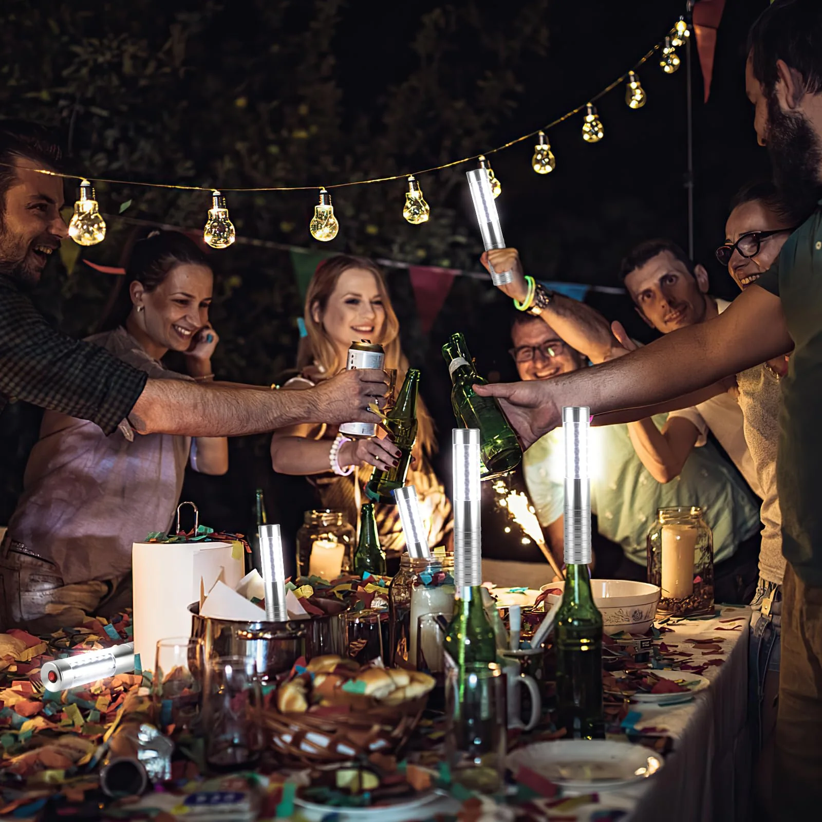 WILON Bottle Service Lights Rechargeable Bottle Service Sparklers Reusable Handheld Girl Lights LED Baton Strobe Light for Parties Bar Club Nightclub Birthday Weddings - 2 Pack Silver-2P - Image 5