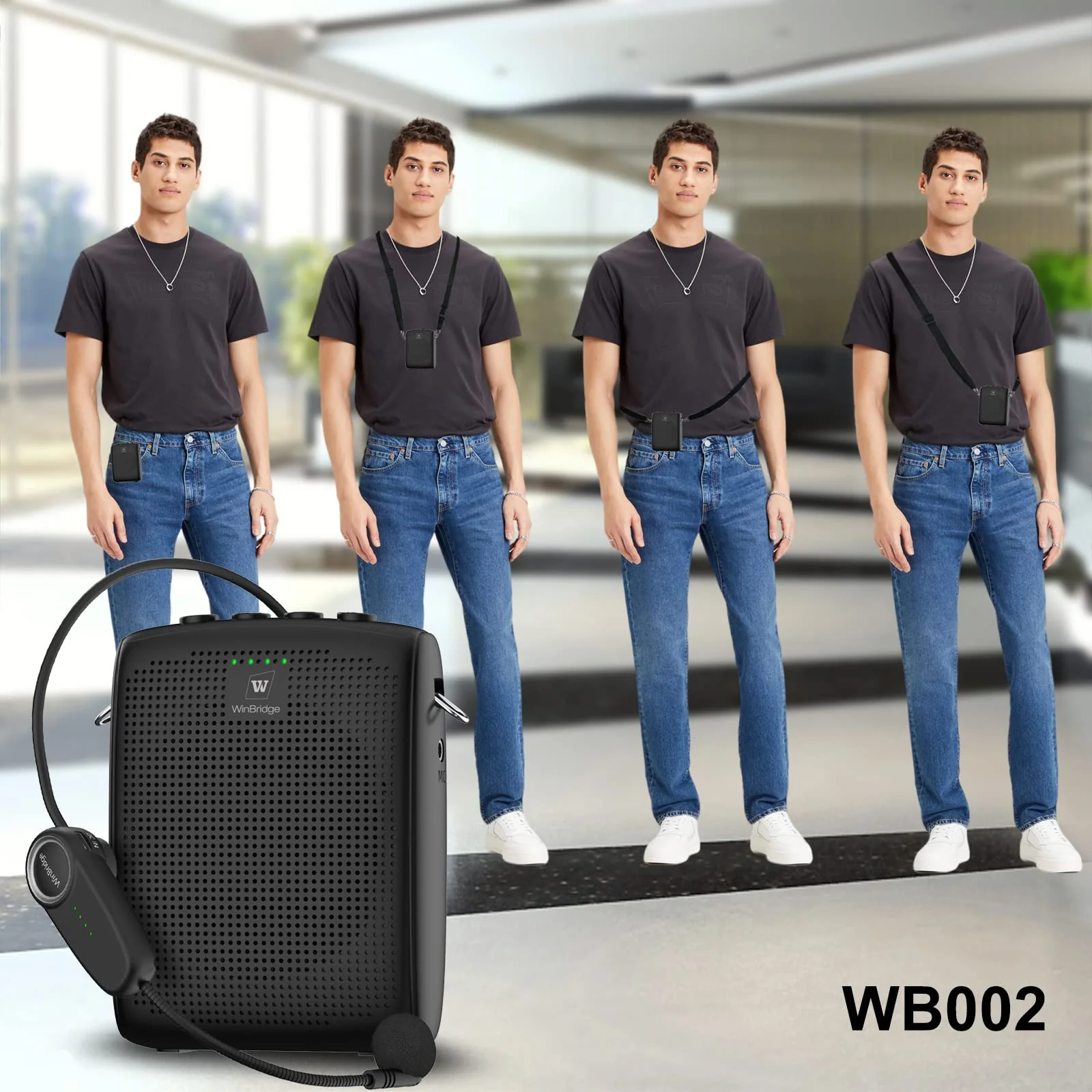 WinBridge Bluetooth Voice Amplifier for Teachers, Wireless Voice Amplifier with Bluetooth Headset Microphone, Portable Megaphone Speaker Headset System, Teacher Must Haves 15W WB002 - Image 4