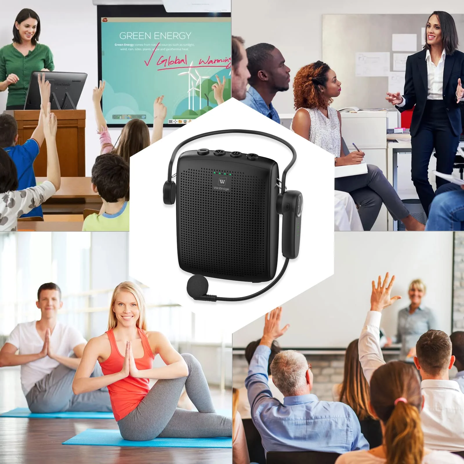 WinBridge Bluetooth Voice Amplifier for Teachers, Wireless Voice Amplifier with Bluetooth Headset Microphone, Portable Megaphone Speaker Headset System, Teacher Must Haves 15W WB002 - Image 7