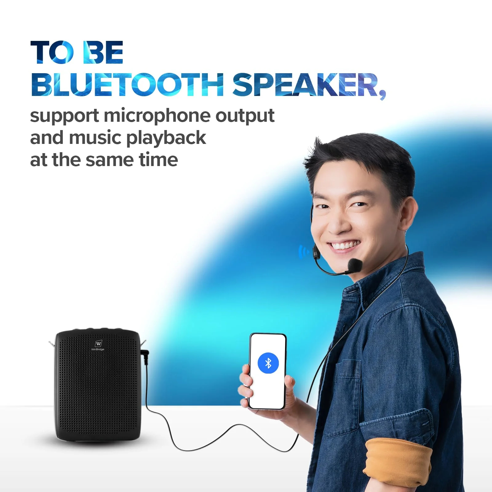 WinBridge Portable Voice Amplifier with Wired Headset Microphone, Small Bluetooth Speaker with Mic,Personal Microphone Speaker for Teachers, Trainers Coaches, Instructors, Tour guides, Public Speakers - Image 5