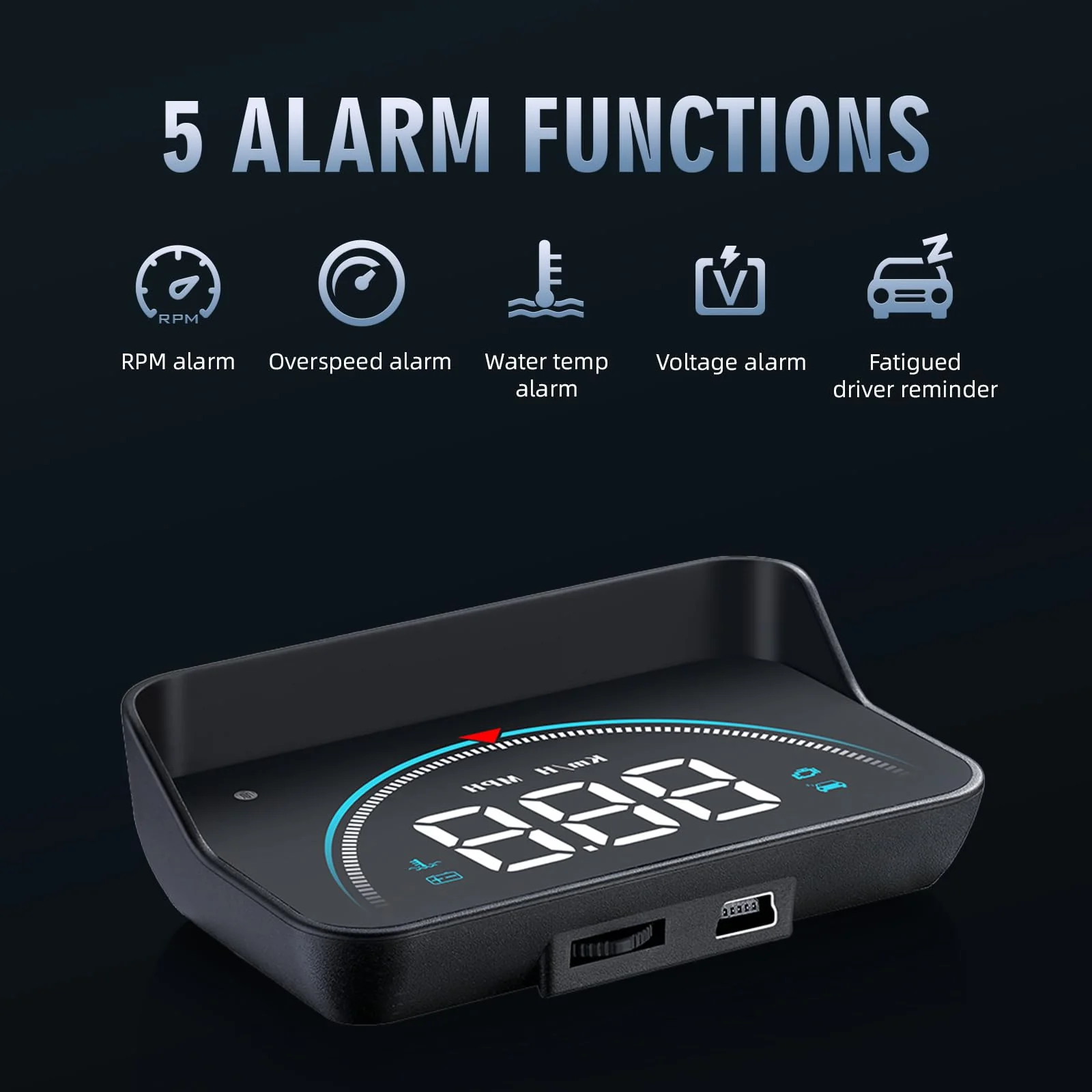 Windshield Head Up Display for Cars, OBD2 Head Up Display Digital Speedometer for Car HUD Projector Car Speedometer Display with RPM, Volt, Water Temp, Mileage, Overspeed Alarm, Fatigue Driving Alarm - Image 4
