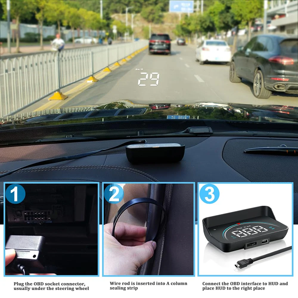 Windshield Head Up Display for Cars, OBD2 Head Up Display Digital Speedometer for Car HUD Projector Car Speedometer Display with RPM, Volt, Water Temp, Mileage, Overspeed Alarm, Fatigue Driving Alarm - Image 9