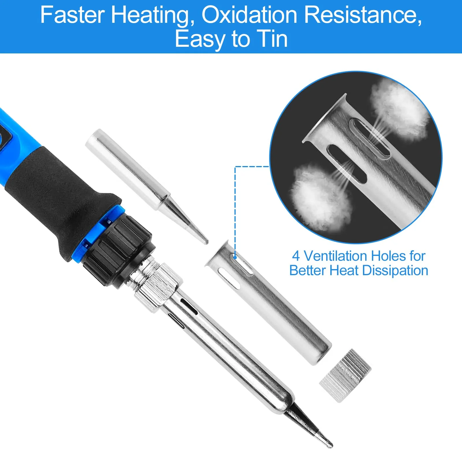WinGluge 80 W Soldering Iron Set, Soldering Station with Temperature Adjustable 180-480 °C, Soldering Set with Soldering Wire, Soldering Iron Kit with LED Screen and 5 Soldering Tips for Hot Cutting - Image 5