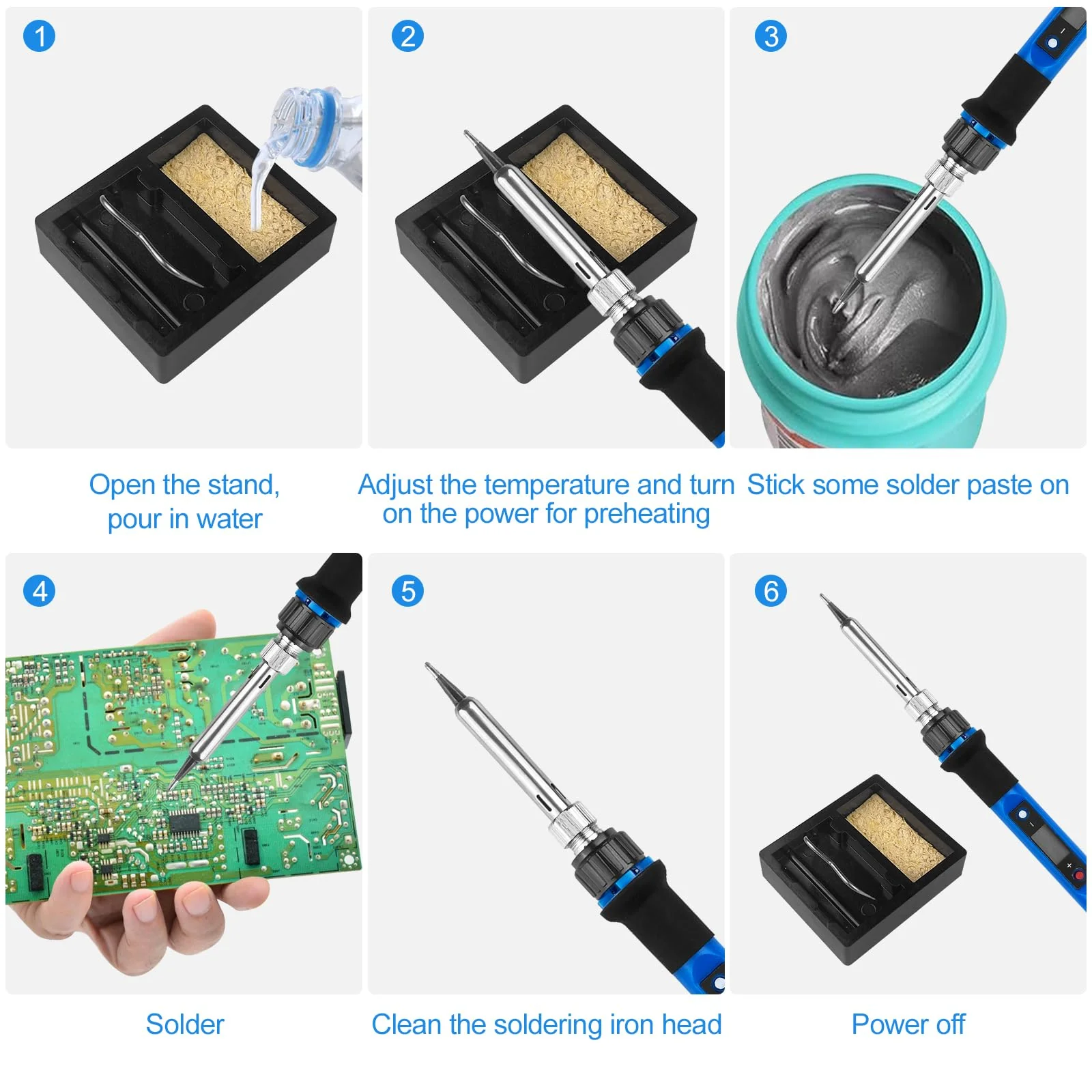 WinGluge 80 W Soldering Iron Set, Soldering Station with Temperature Adjustable 180-480 °C, Soldering Set with Soldering Wire, Soldering Iron Kit with LED Screen and 5 Soldering Tips for Hot Cutting - Image 6