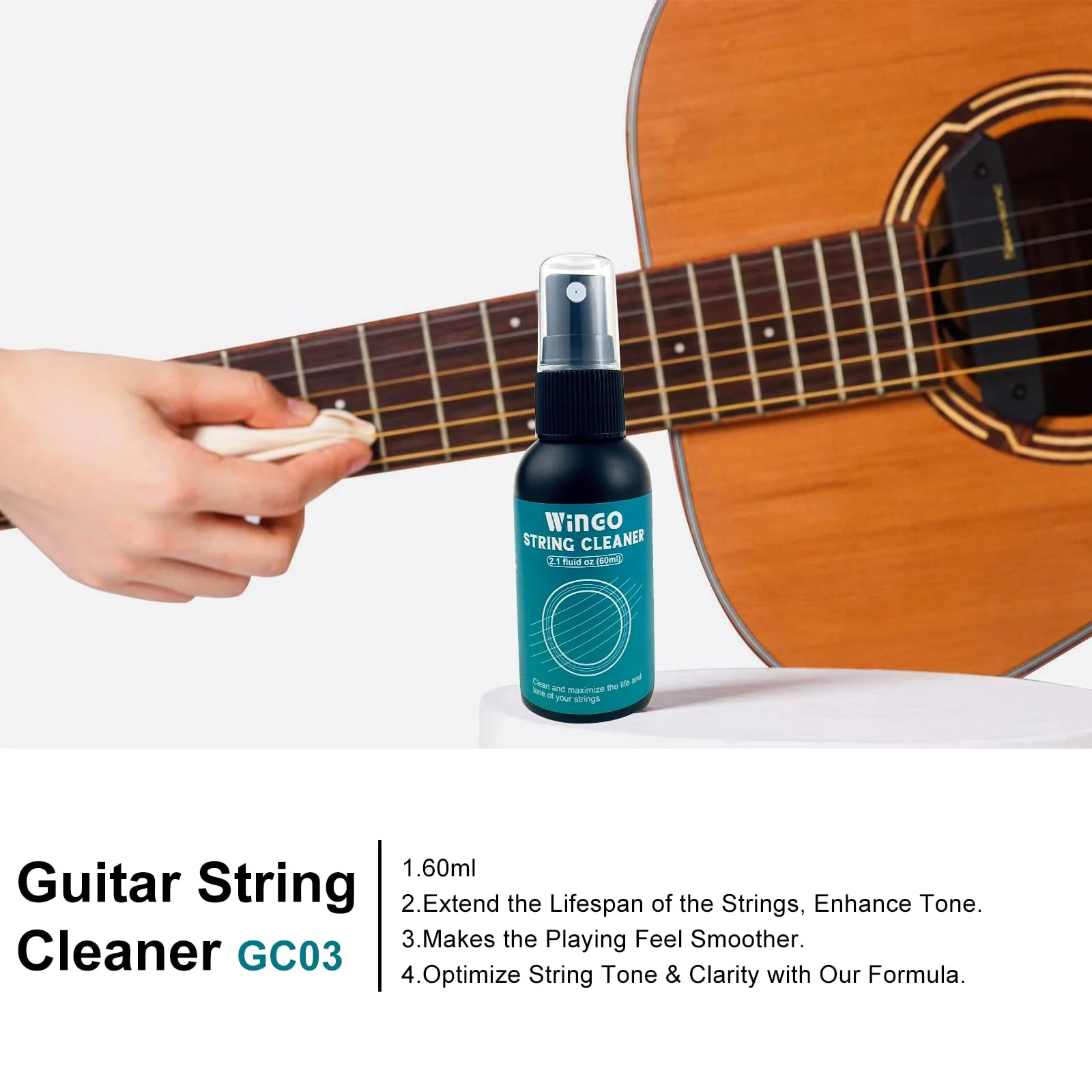 WINGO Guitar Cleaning and Care Kit, Polish and Cleaner, fretboard Lemon oil, Guitar String-cleaner, Cleaning cloth for guitar cleaning and maintenance - Image 4