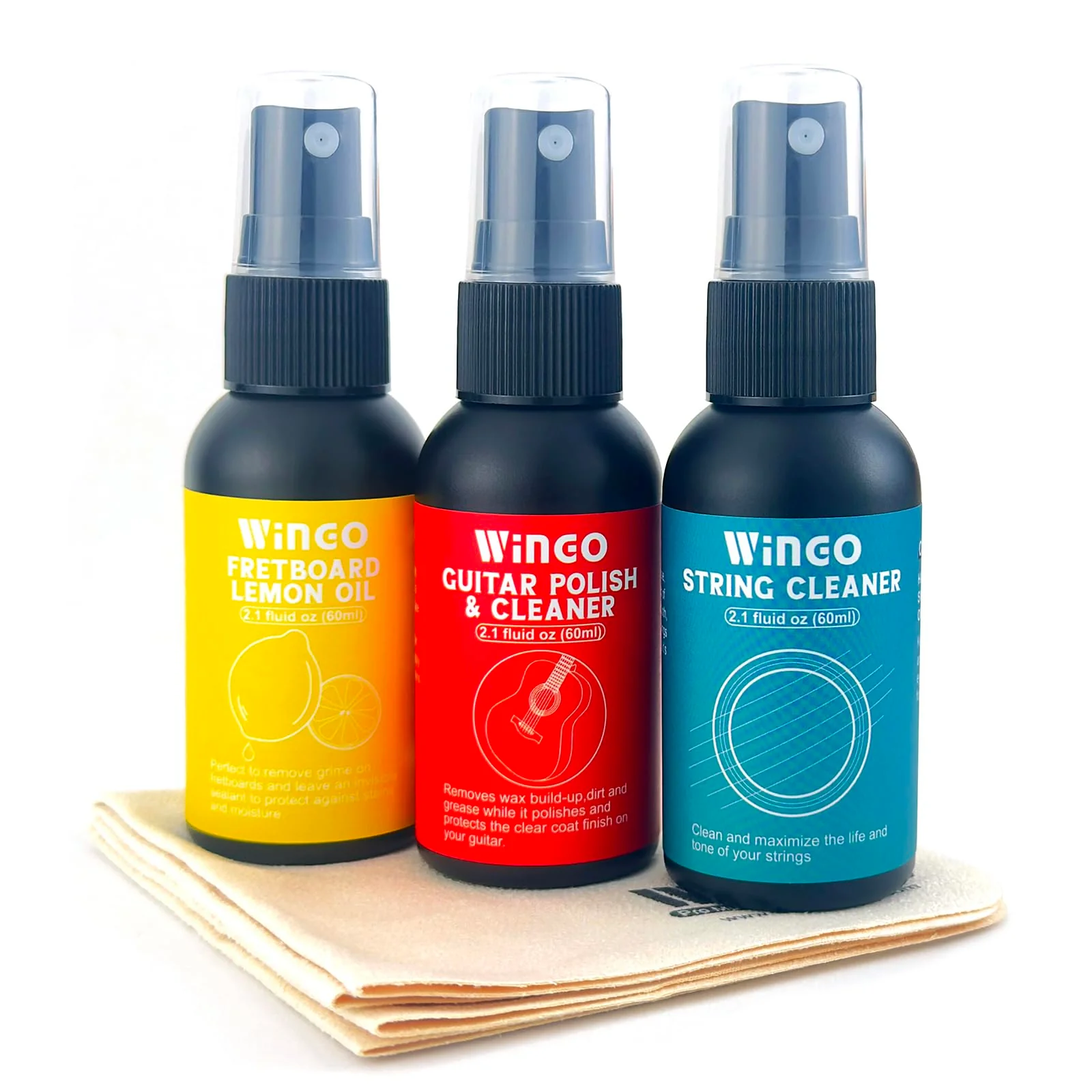 WINGO Guitar Cleaning and Care Kit, Polish and Cleaner, fretboard Lemon oil, Guitar String-cleaner, Cleaning cloth for guitar cleaning and maintenance - Image 7