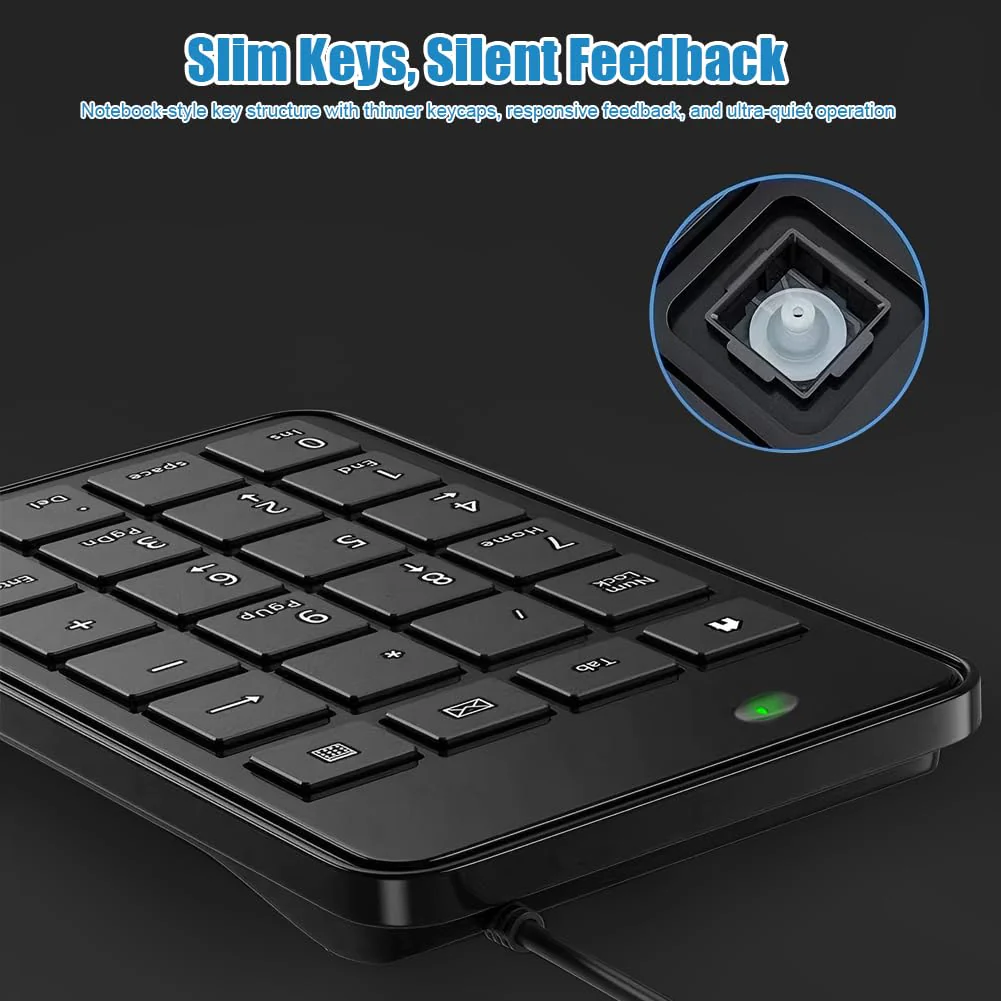 Wired 10-Key USB Keypad Number Pad – Portable Numeric Keypad Keyboard for Laptop, PC and Desktop | Computer Accessories Numpad for ChromeBook Surface Notebook MateBook - Essential Office Data Entry - Image 3