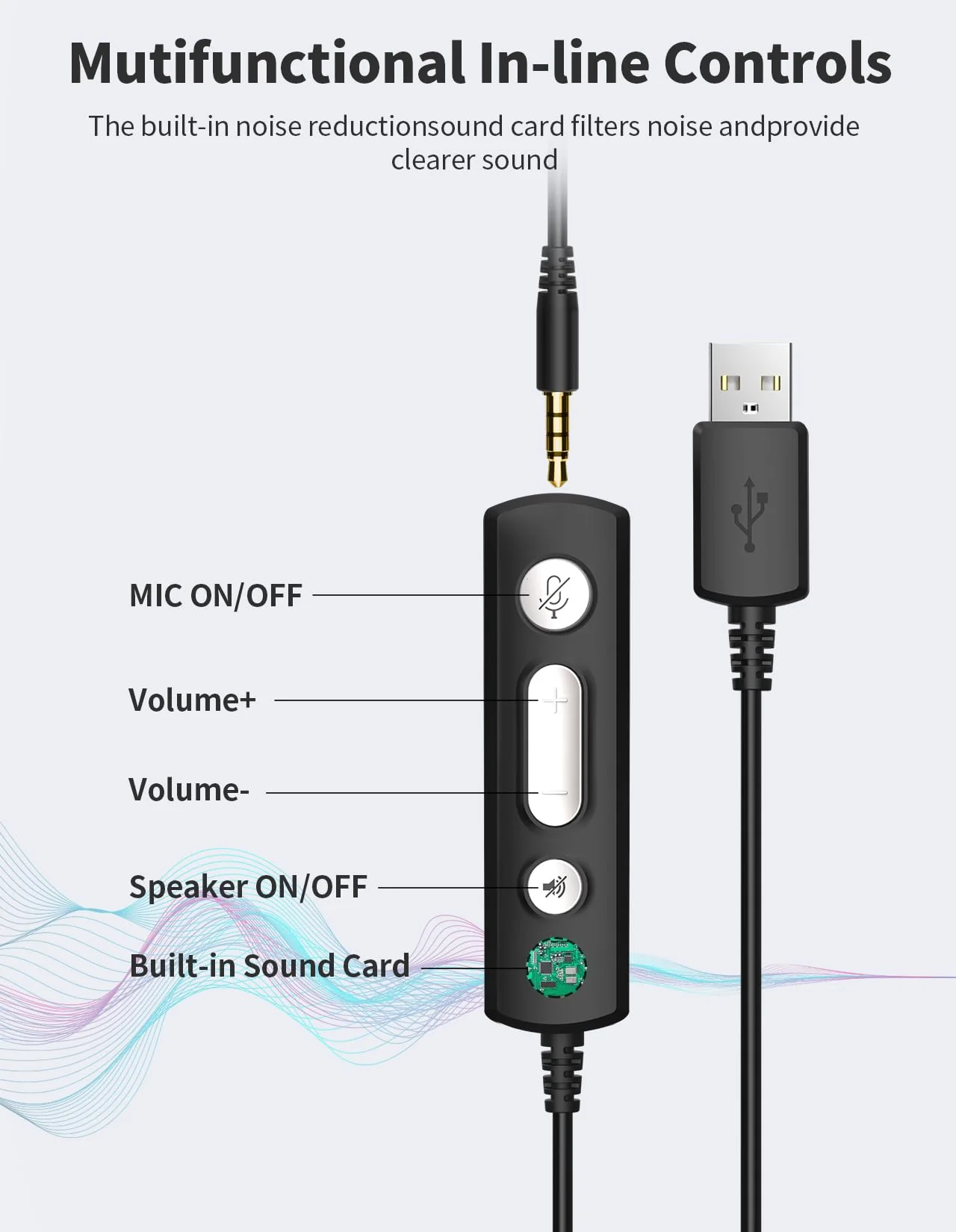 Wired Headphones with Microphone for PC, On-Ear Computer Laptop USB Headset with Noise Cancelling Microphone in-line Control for Home Office Online Class Skype Zoom, (3.5mm + USB) 1 Count - Image 5