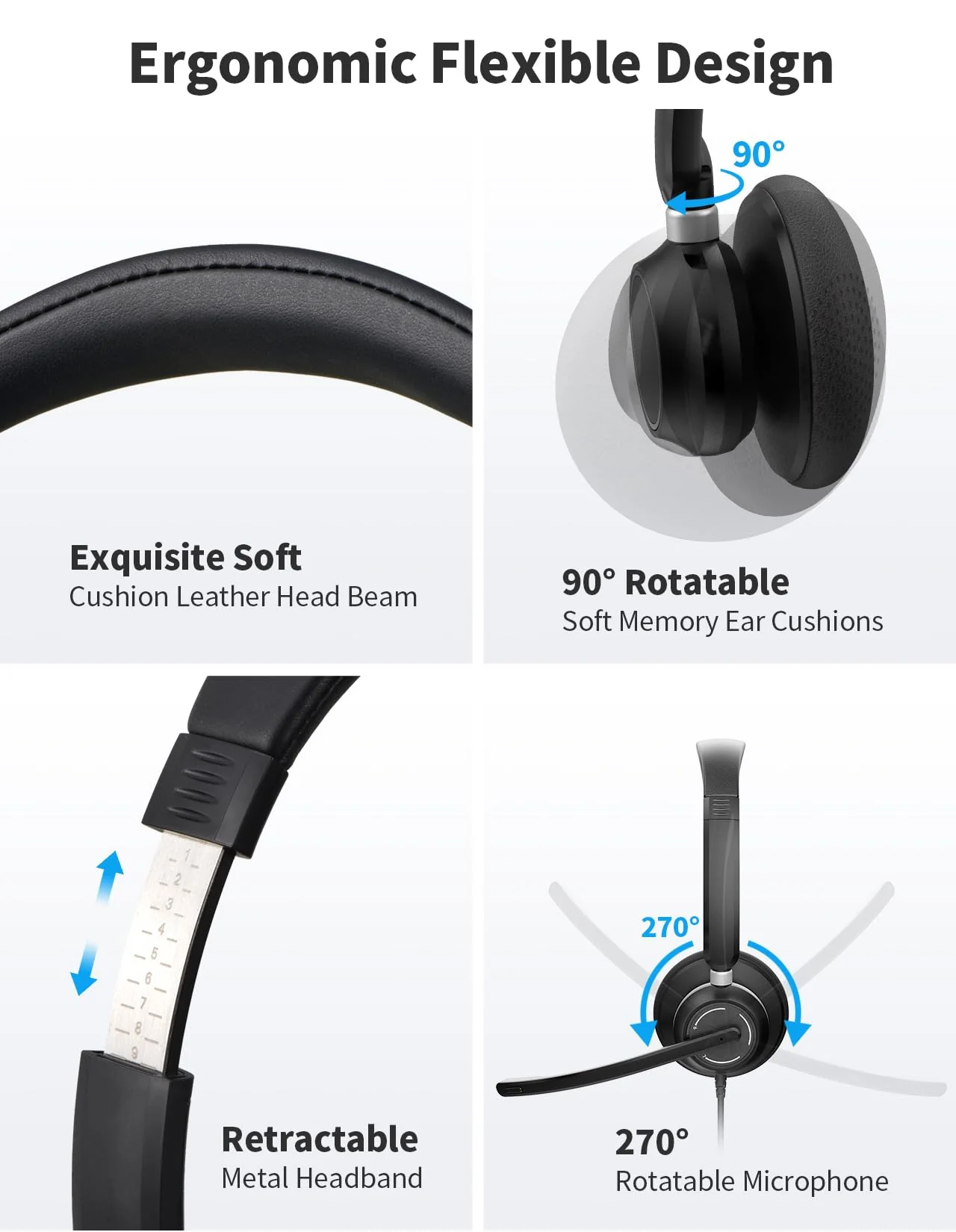 Wired Headphones with Microphone for PC, On-Ear Computer Laptop USB Headset with Noise Cancelling Microphone in-line Control for Home Office Online Class Skype Zoom, (3.5mm + USB) 1 Count - Image 7