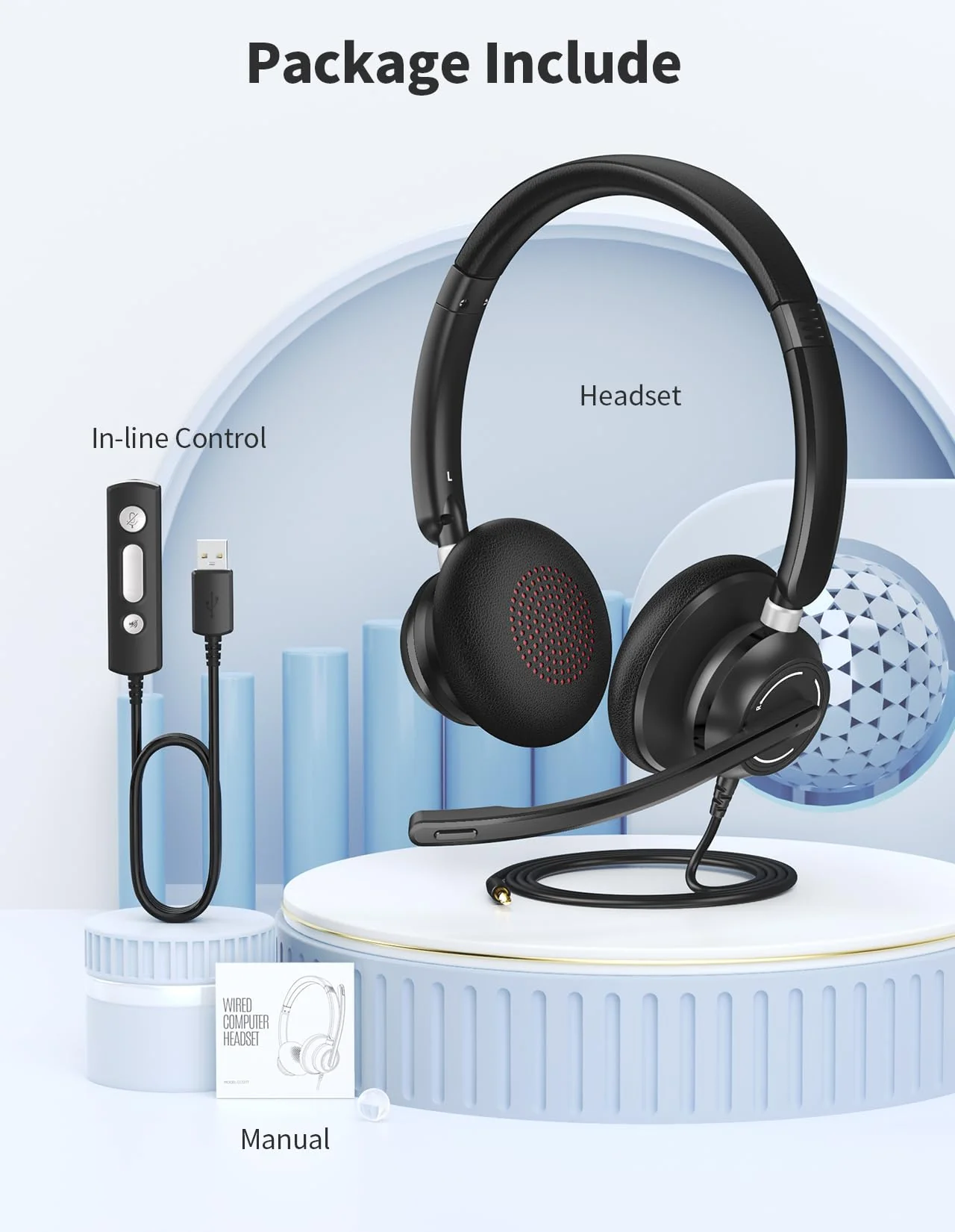 Wired Headphones with Microphone for PC, On-Ear Computer Laptop USB Headset with Noise Cancelling Microphone in-line Control for Home Office Online Class Skype Zoom, (3.5mm + USB) 1 Count - Image 9