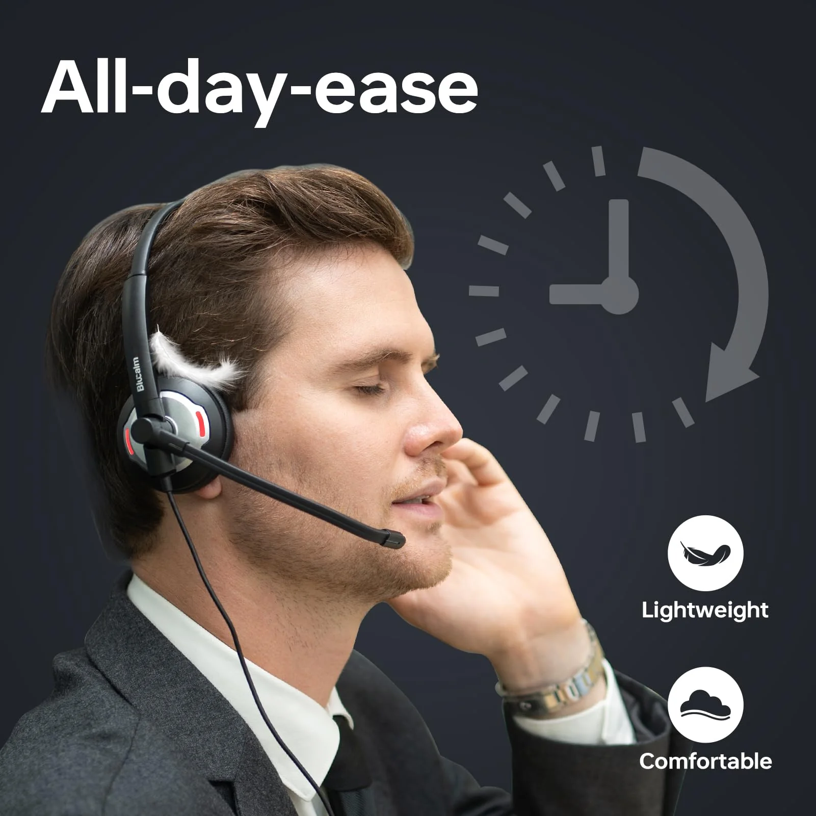 Wired Headset with Noise Canceling Mic & in-Line Control, Business Headset with Microphone for PC, USB Computer Headset for Work Call Center, Home Office, Online Classes, Teams, Zoom - Image 2