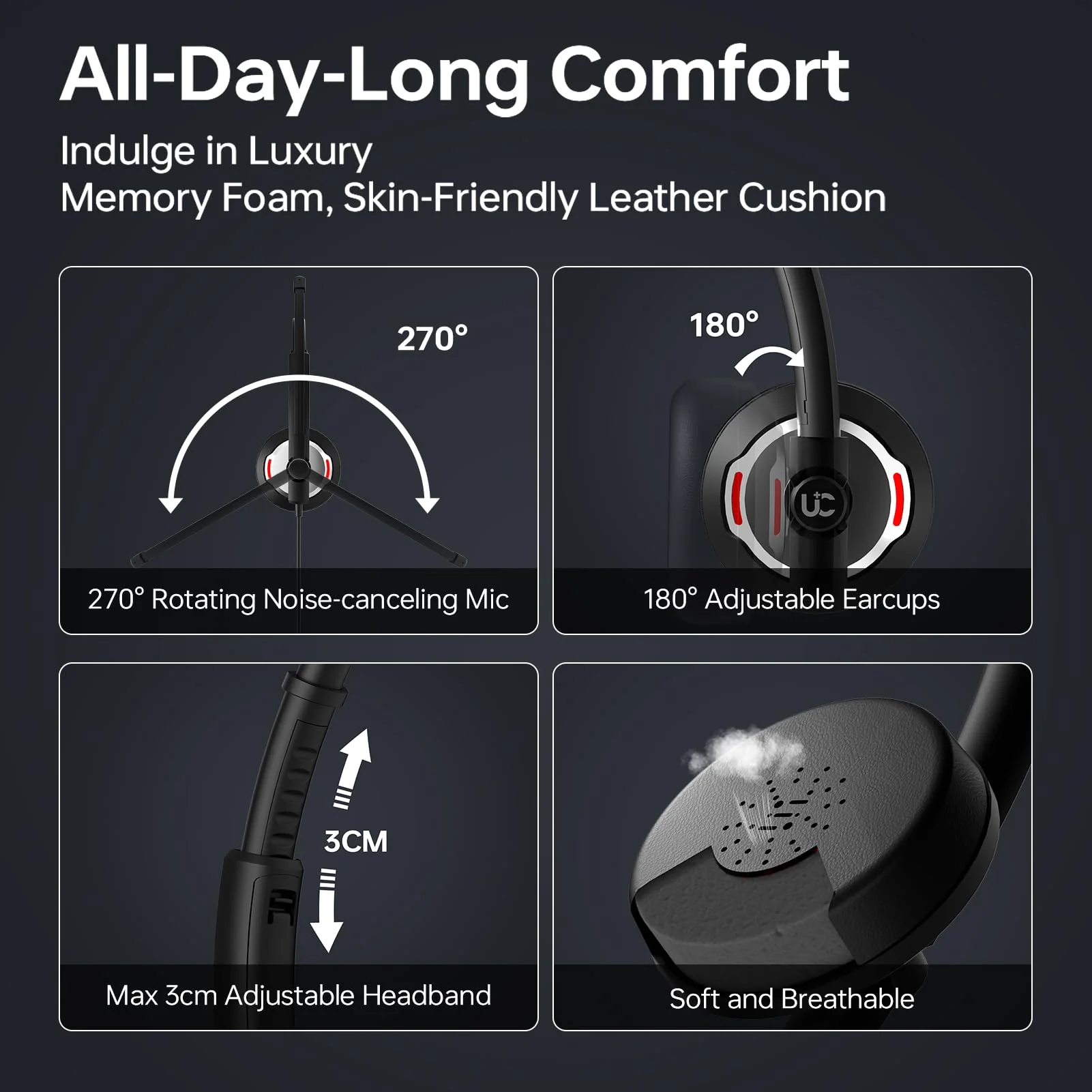 Wired Headset with Noise Canceling Mic & in-Line Control, Business Headset with Microphone for PC, USB Computer Headset for Work Call Center, Home Office, Online Classes, Teams, Zoom - Image 7