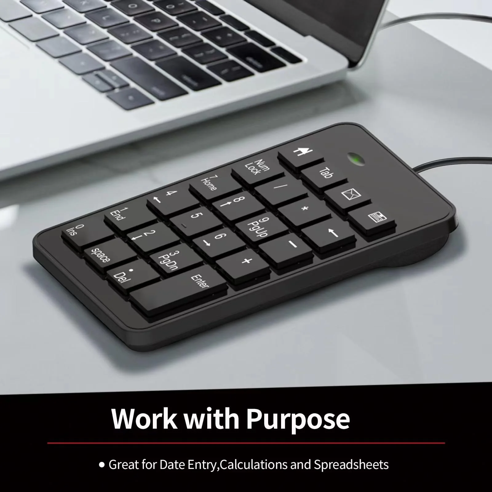 Wired USB C Number Pad - 23 Keys Type C Numeric Keypad Upgraded Version of 10 Key USB Keyboard Financial Accounting Numpad Compatible for Laptop, PC, MacBook, Notebook, Desktop,Surface Pro Wired-Typec - Image 3