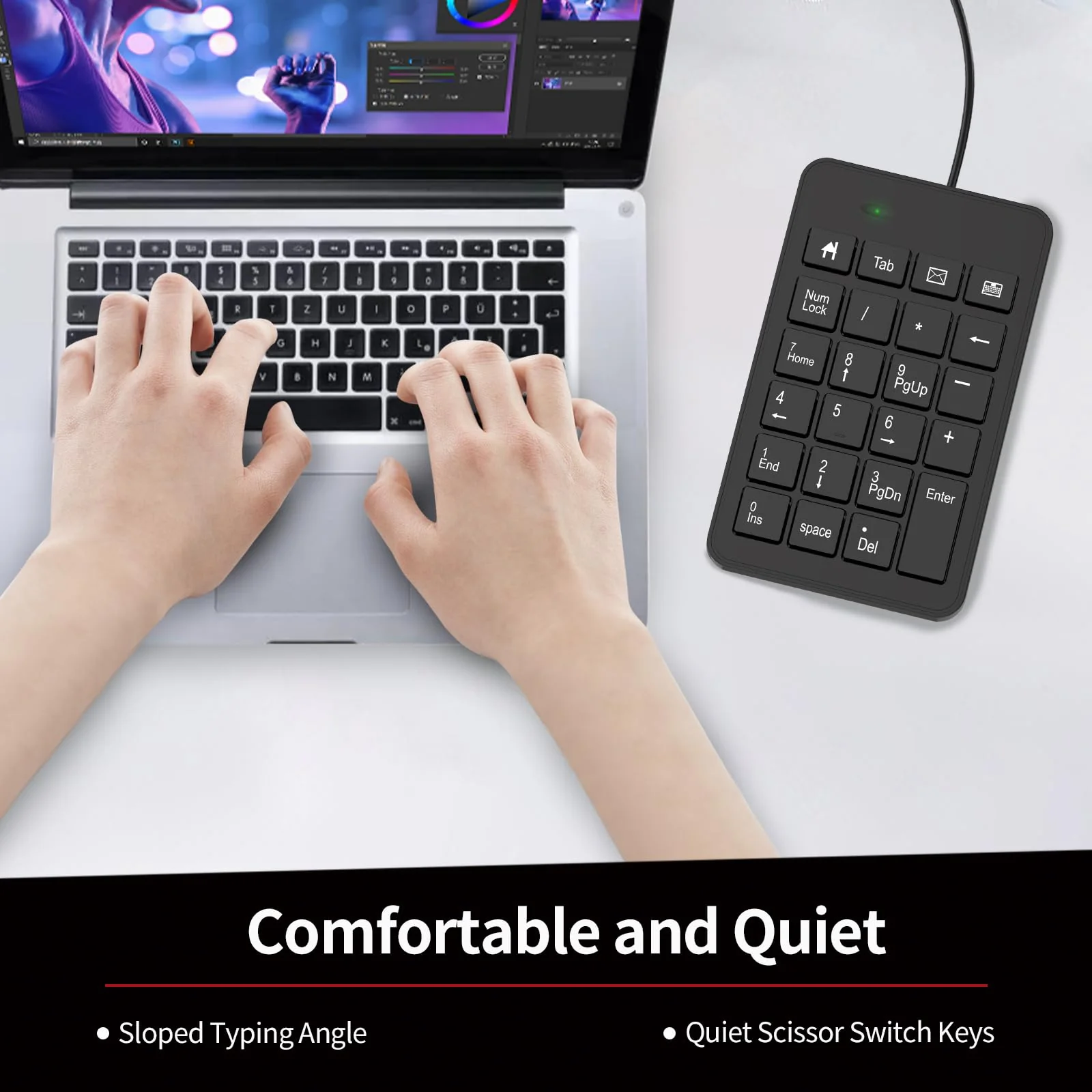 Wired USB C Number Pad - 23 Keys Type C Numeric Keypad Upgraded Version of 10 Key USB Keyboard Financial Accounting Numpad Compatible for Laptop, PC, MacBook, Notebook, Desktop,Surface Pro Wired-Typec - Image 4