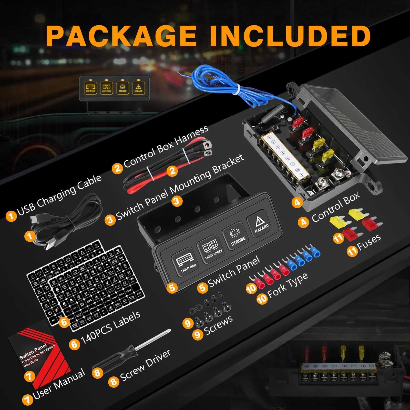Wireless 4 Gang Switch Panel, Muto-Beam Multifunction Remote Control Switch Panel Auxiliary Universal Circuit Control Box with 4 Modes Strobe Memory Relay System for Truck SXS UTV ATV Car RV Boat wireless 4 gang - Image 8