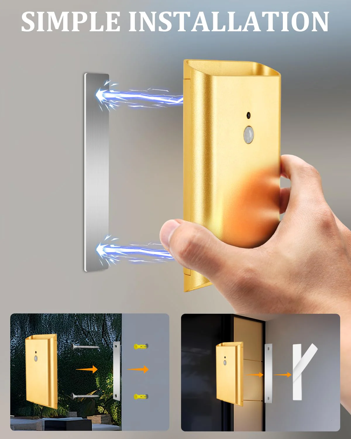 Wireless Adhesive Motion Sensor Wall Light with Remote, 6000mAh Battery Operated 300LM 3CCT Dimmable & Timer - Cordless Wall Sconce for Stair Hallway Bedroom Closet Gold for Renters Elderly Pet Owners 2-Pack Gold Motion Sensor Wall Sconces - Image 2