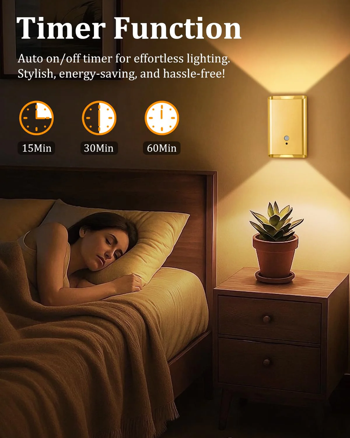Wireless Adhesive Motion Sensor Wall Light with Remote, 6000mAh Battery Operated 300LM 3CCT Dimmable & Timer - Cordless Wall Sconce for Stair Hallway Bedroom Closet Gold for Renters Elderly Pet Owners 2-Pack Gold Motion Sensor Wall Sconces - Image 4