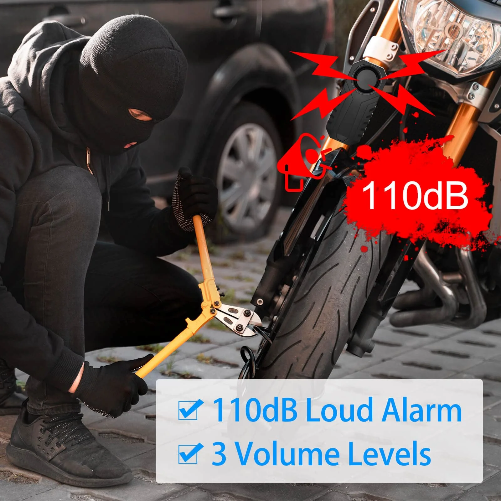 Wireless Bike Alarm with Remote, Anti-Theft Bicycle Motorcycle Alarm Wireless Security Vibration Motion Sensor Alarm, IP65 Waterproof Super Loud 113dB Alarm (2 Set) 2PK Bike Alarm - Image 3