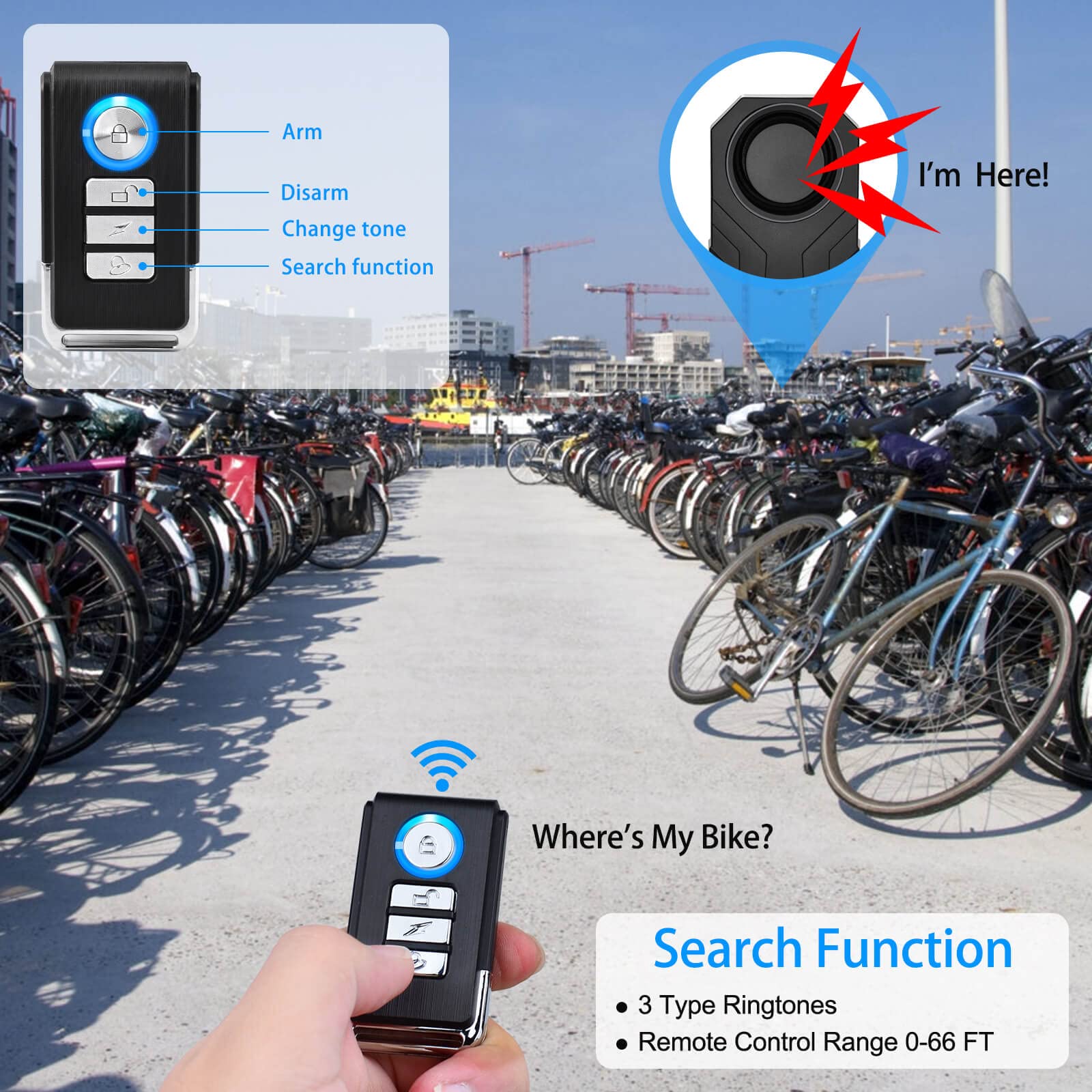 Wireless Bike Alarm with Remote, Anti-Theft Bicycle Motorcycle Alarm Wireless Security Vibration Motion Sensor Alarm, IP65 Waterproof Super Loud 113dB Alarm (2 Set) 2PK Bike Alarm - Image 5