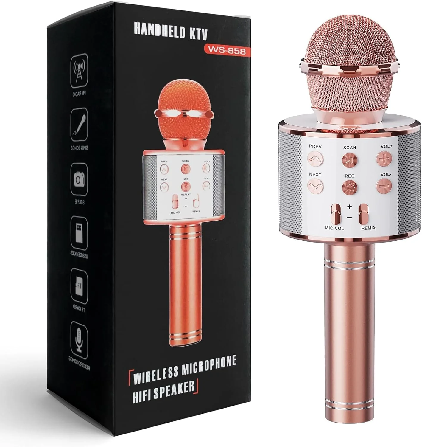 Wireless Bluetooth Karaoke Microphone 2 Pack, 4-in-1 Handheld Mic Speaker for Singing, Karaoke Machine for Phone Android PC, Great Birthday Gifts for Girls Kids Adults for Party,Home KTV,Blue&Rose Blue+Rose - Image 7