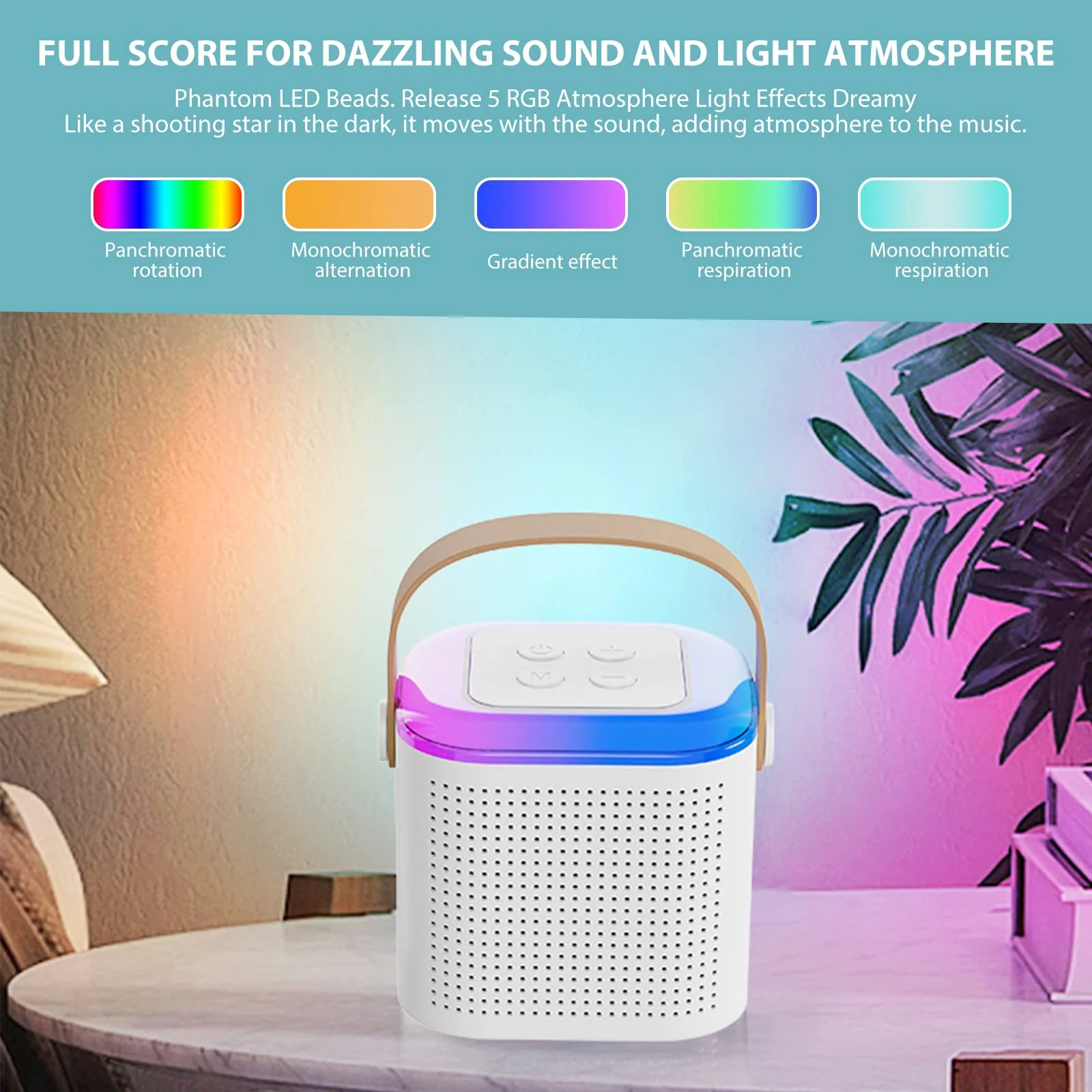 Wireless Bluetooth Karaoke Microphone for All Smartphones, Portable Bluetooth Karaoke Speaker with 2 Wireless handheled Microphones for Home Party, Birthday Gifts for Girls Boys Kids Adults (White) - Image 4