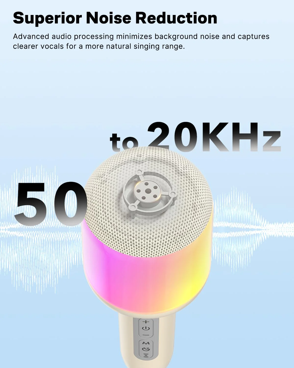 Wireless Bluetooth Karaoke Microphone with Dynamic Lights, Portable Handheld Mic, 6 Sound Effects, 10H Battery, Perfect for Kids Singing, Home Parties, Duet - Gift Idea, Works with All Smartphones - Image 3