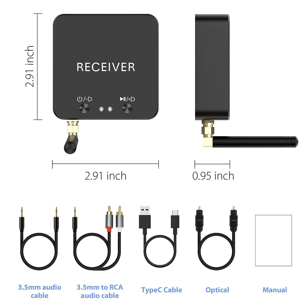Wireless Bluetooth Receiver 192KHz Digital to Analog Audio, 160ft Long Range with Built-in Bluetooth 5.3 Receiver, Wireless Adapter Kit with 3.5mm Stereo Analog(Line) and Optical Digital(SPDIF) Out - Image 7