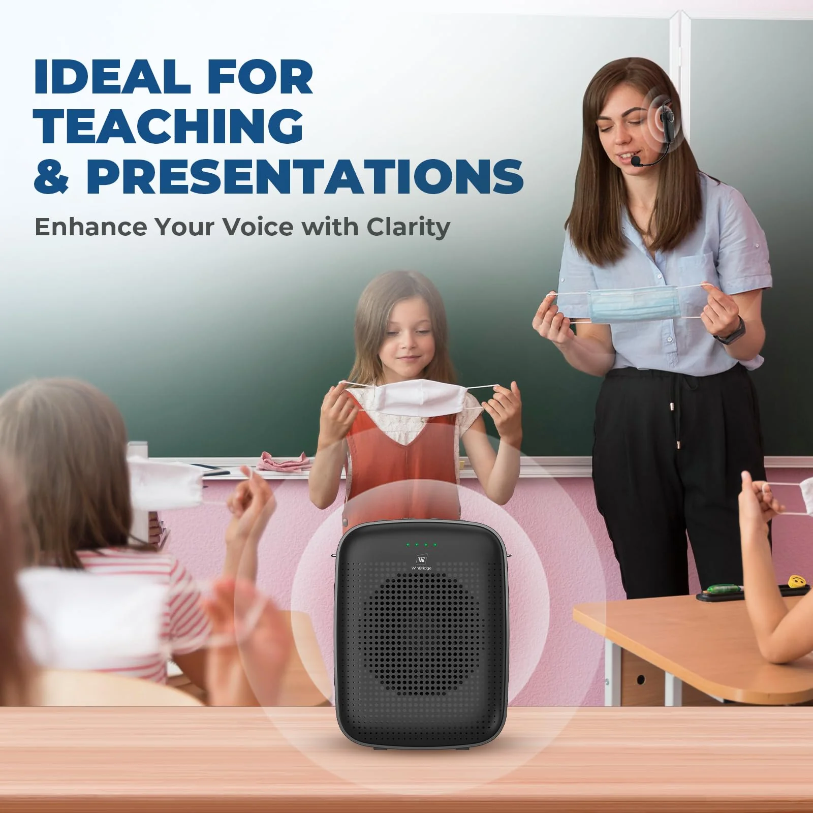 Wireless Bluetooth Voice Amplifier for Teachers – 15W Portable Mini Amplifier Speaker with Wireless Microphone Headset, Personal Mic for Classroom, Teaching, Training & Public Speaking – A002 - Image 8