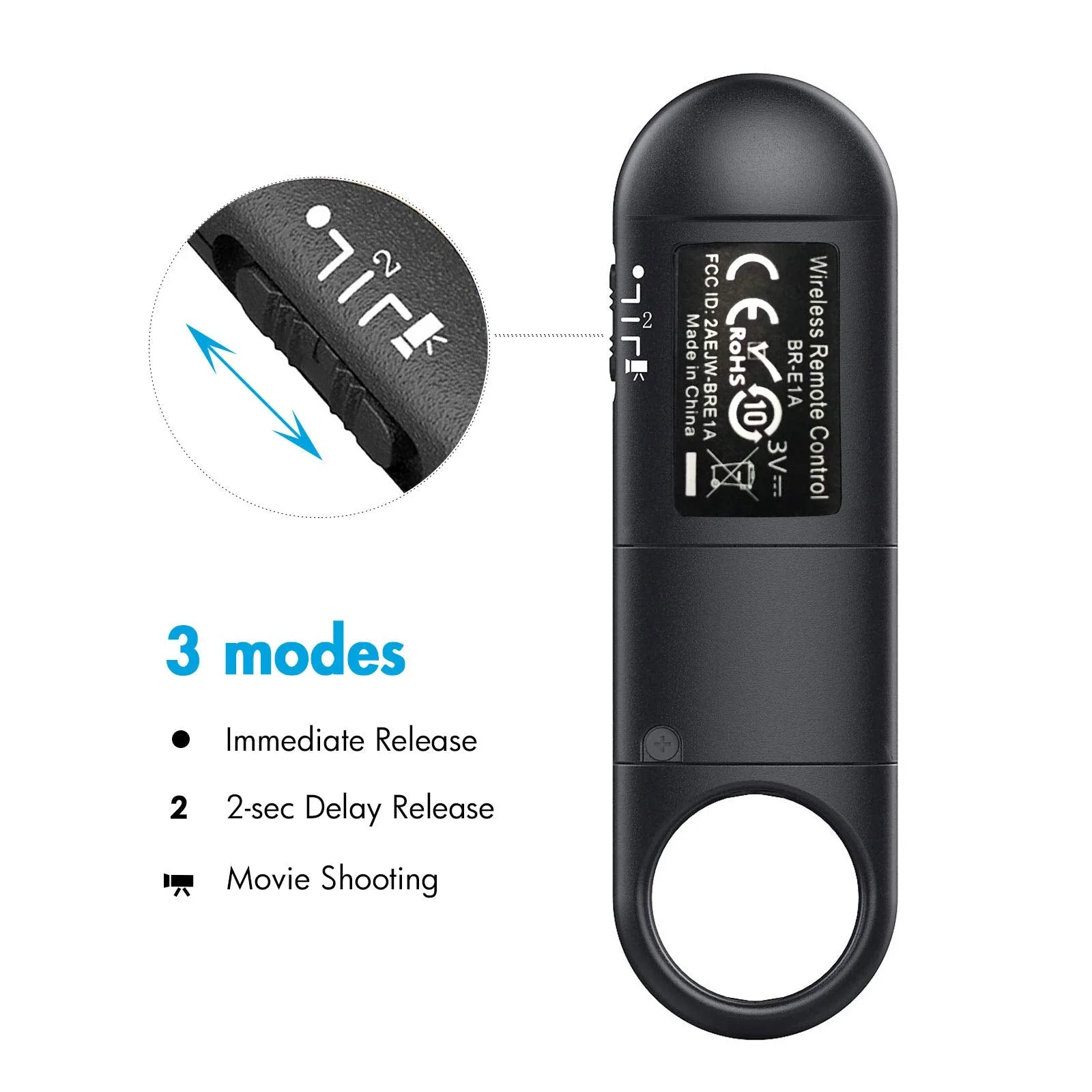 Wireless Camera Remote Shutter Release for Canon R3/ R7/ R10/ M50/ EOS M6 Mark II/R/RP /90D /6D Mark II /R5/ R6 /800D /850D /250D/Rebel SL2 /T7i /G5 X Mark II /G7 X Mark III, Replace Canon BR-E1 - Image 3
